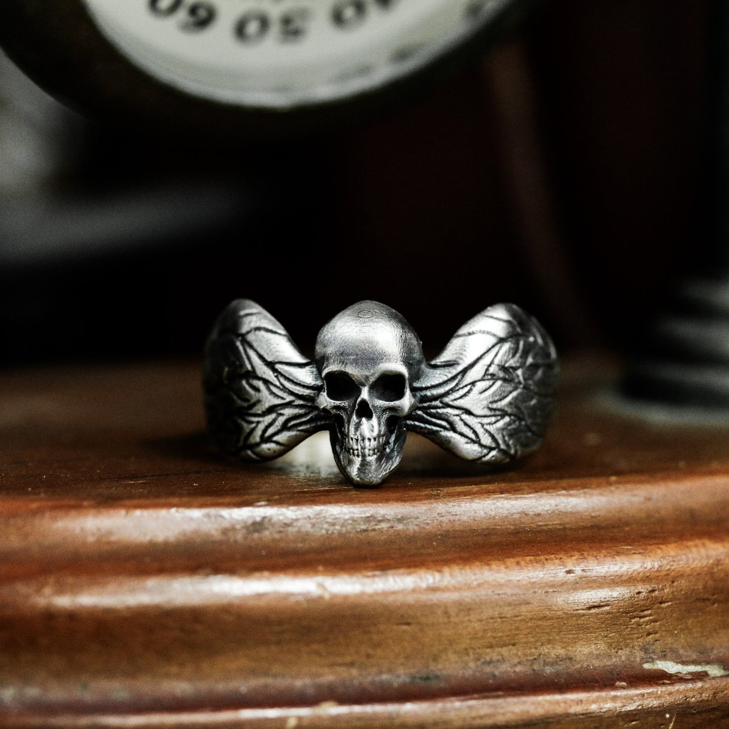 Winged Skull Gothic Ring - 925 Silver Handmade