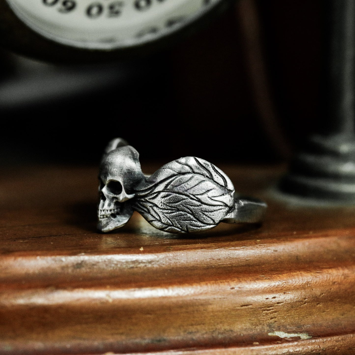 Winged Skull Gothic Ring - 925 Silver Handmade