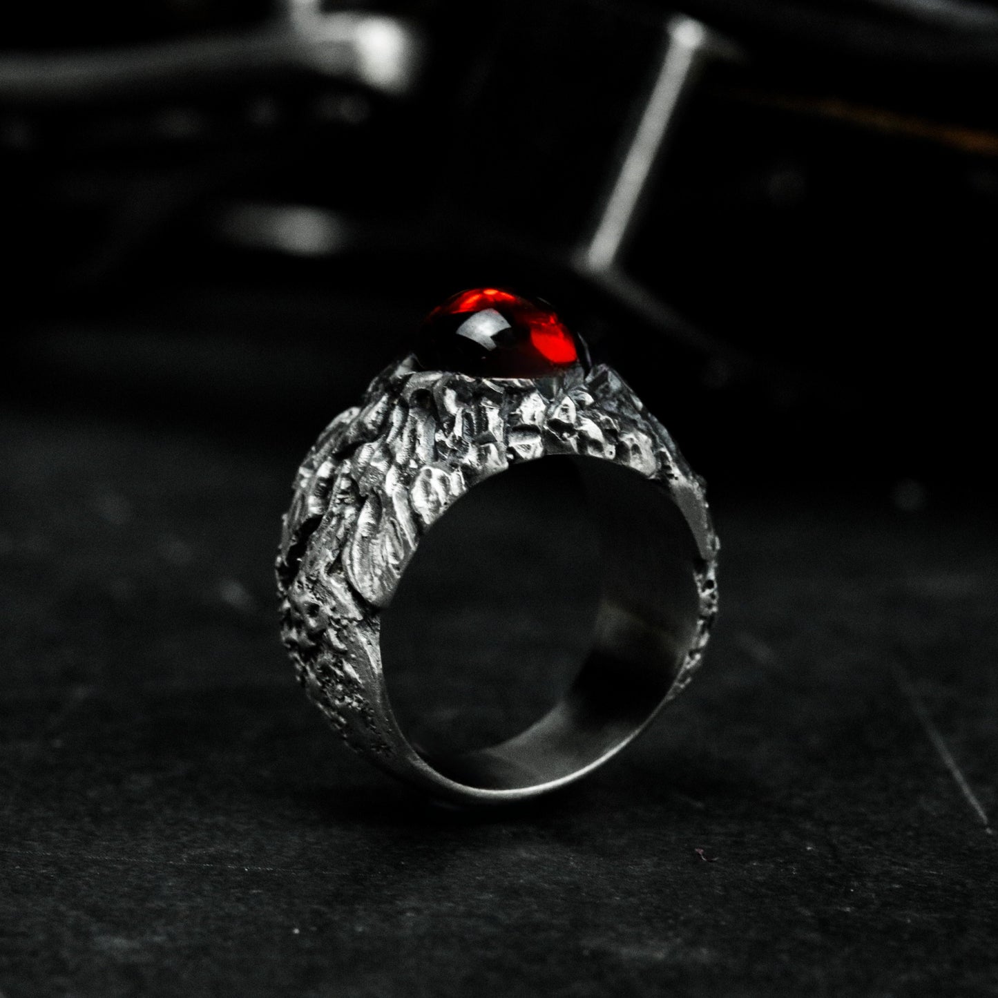 Lava Eruption Ring ¨C Handmade 925 Silver Magma Stone Claw Band