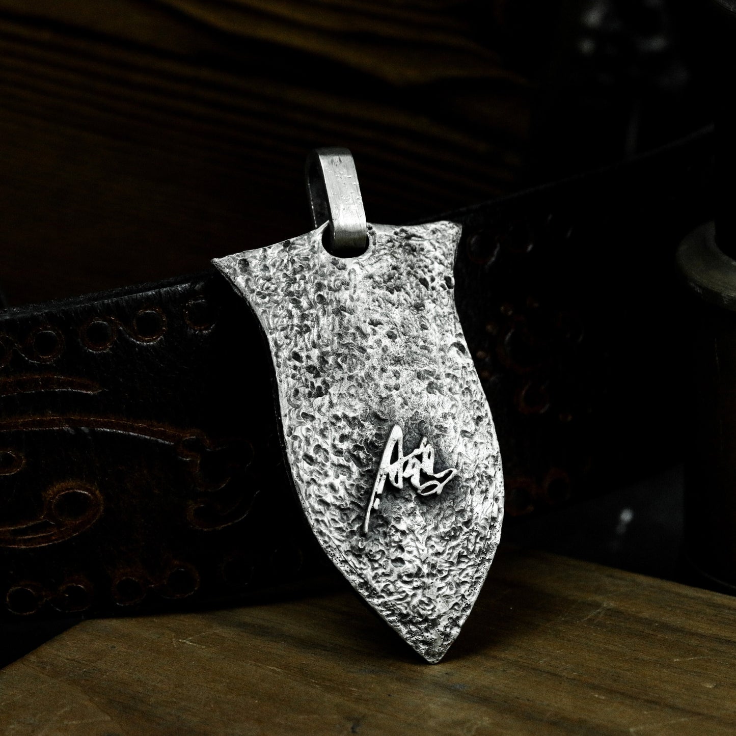 Ornate Shield Skull Pendant ¨C Handmade 925 Silver Gothic Crest Necklace