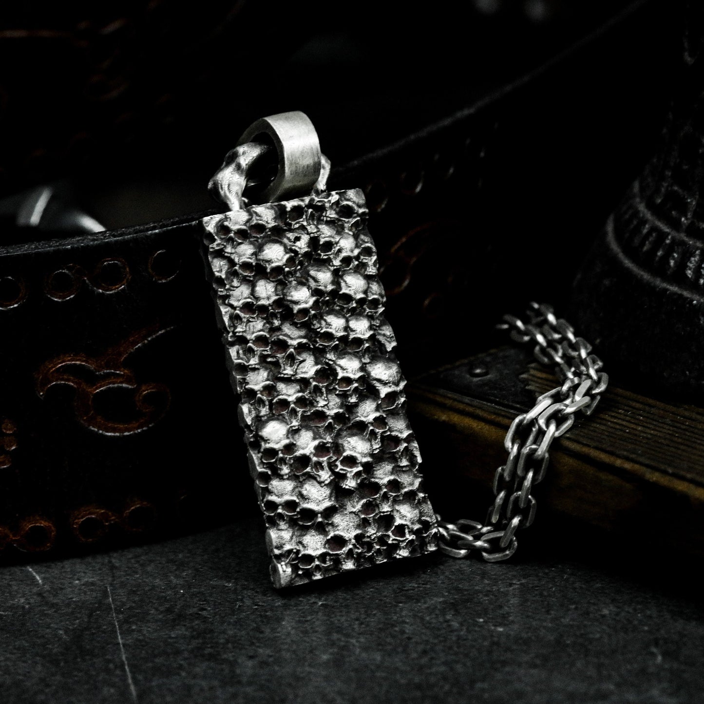 Cemetery Dog Tag Pendant - 925 Silver Handmade