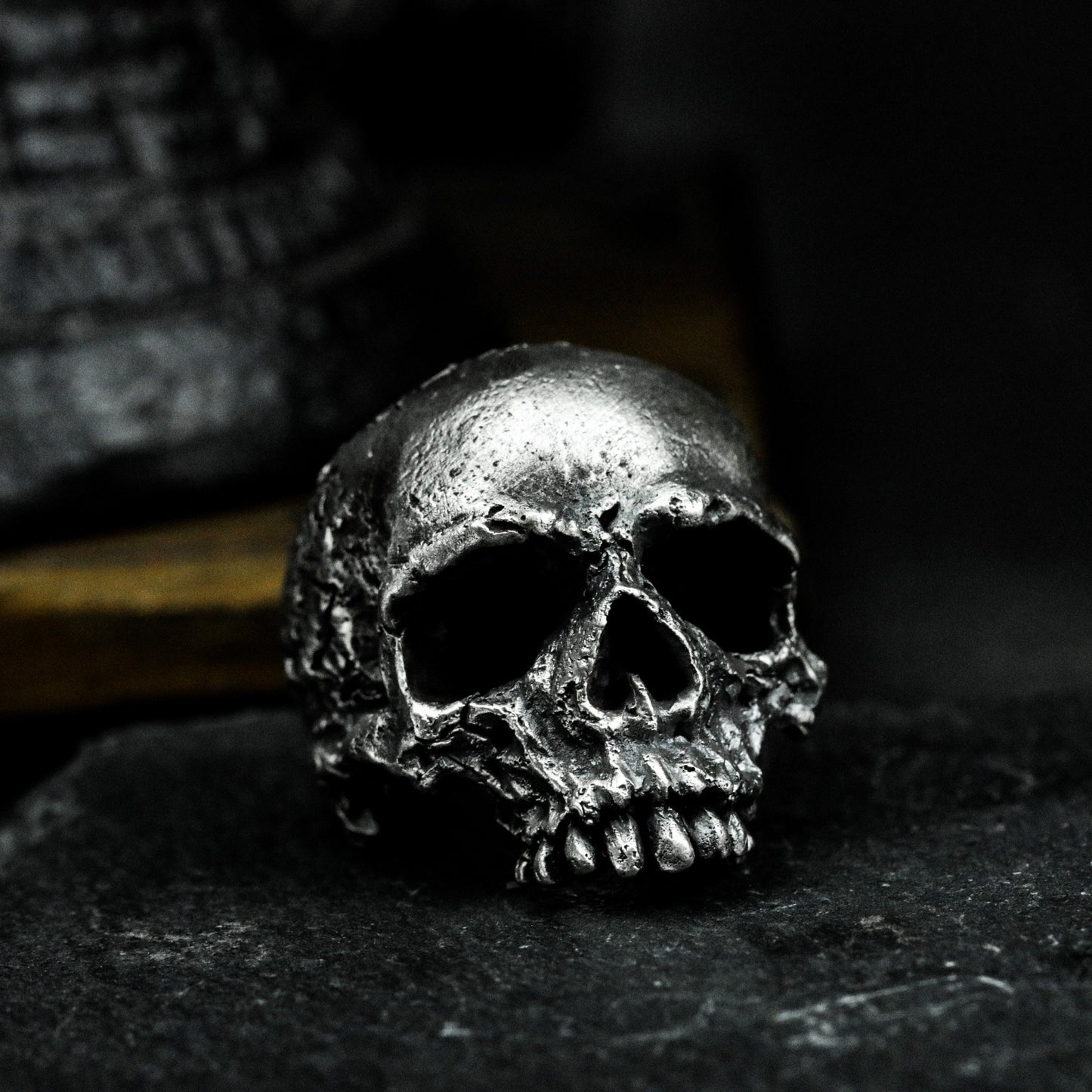 Black Skull Ring ¨C Handmade 925 Silver Dark Hip-Hop Band