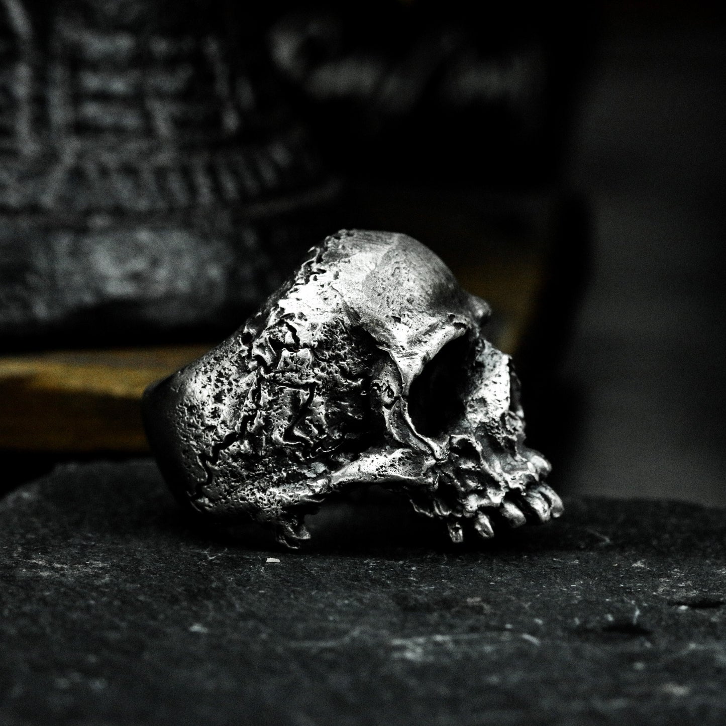 Black Skull Ring ¨C Handmade 925 Silver Dark Hip-Hop Band