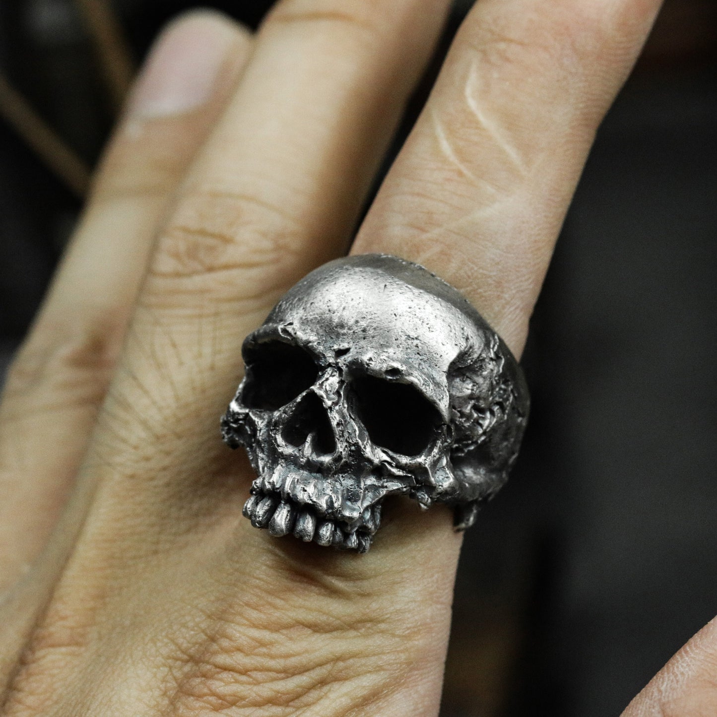Black Skull Ring ¨C Handmade 925 Silver Dark Hip-Hop Band