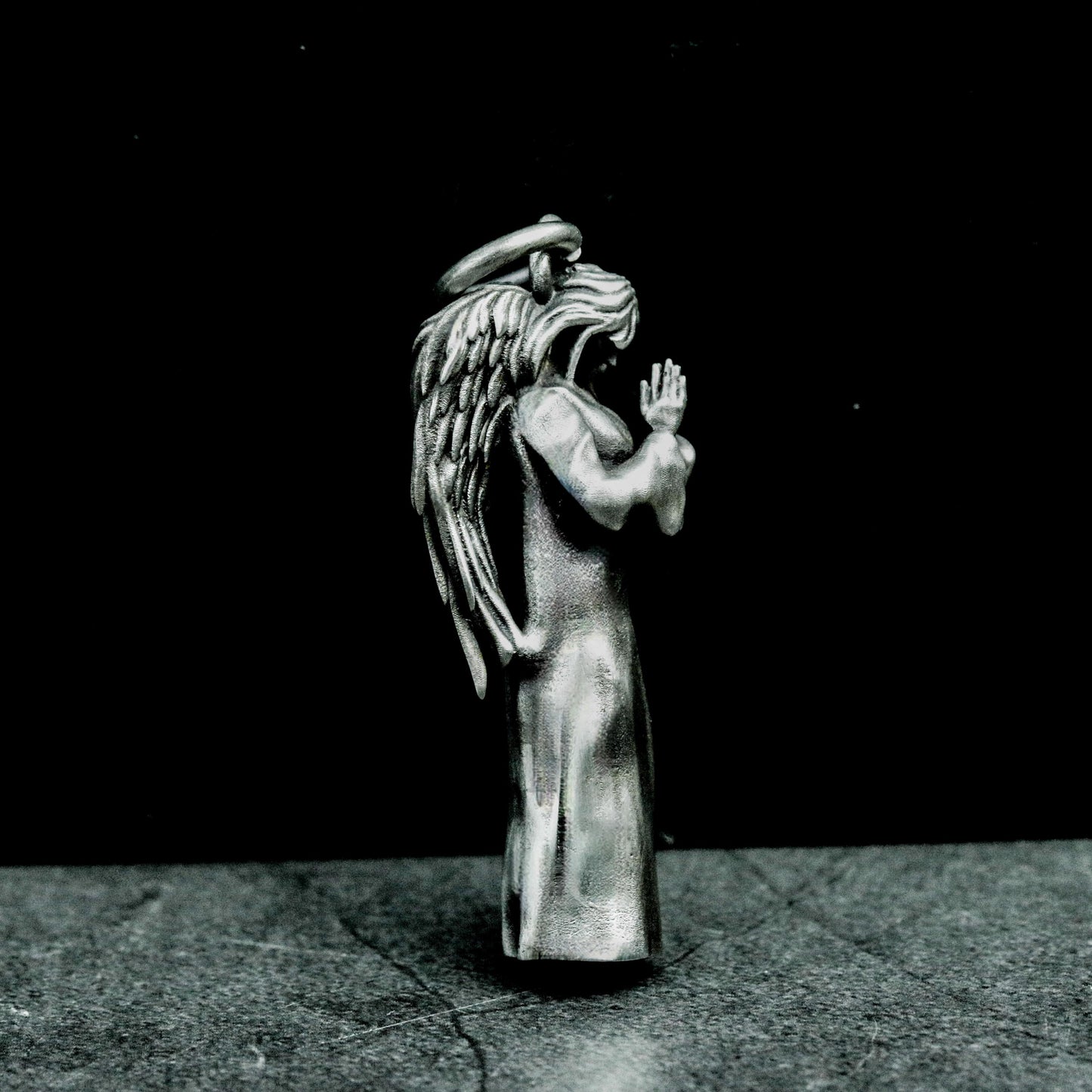 Blindfolded Angel Pendant with Standing Form - 925 Sterling Silver Handmade