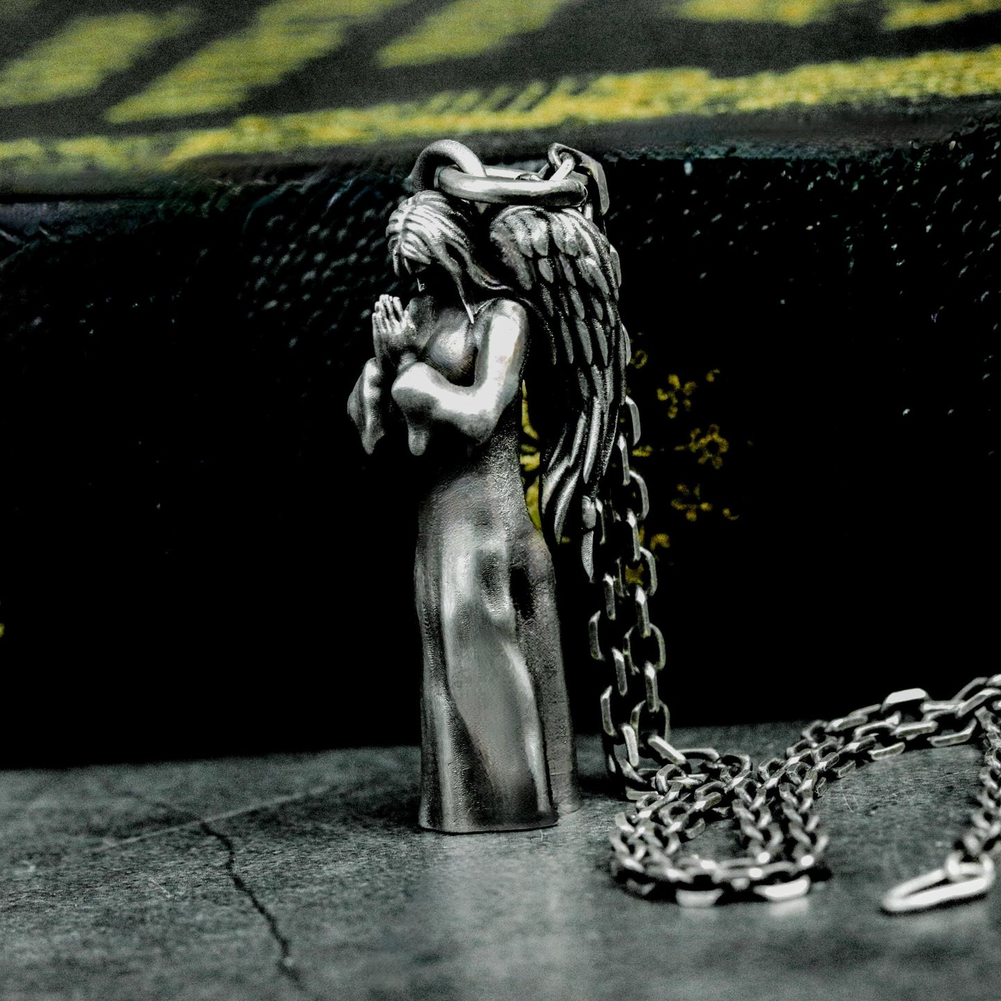Blindfolded Angel Pendant with Standing Form - 925 Sterling Silver Handmade