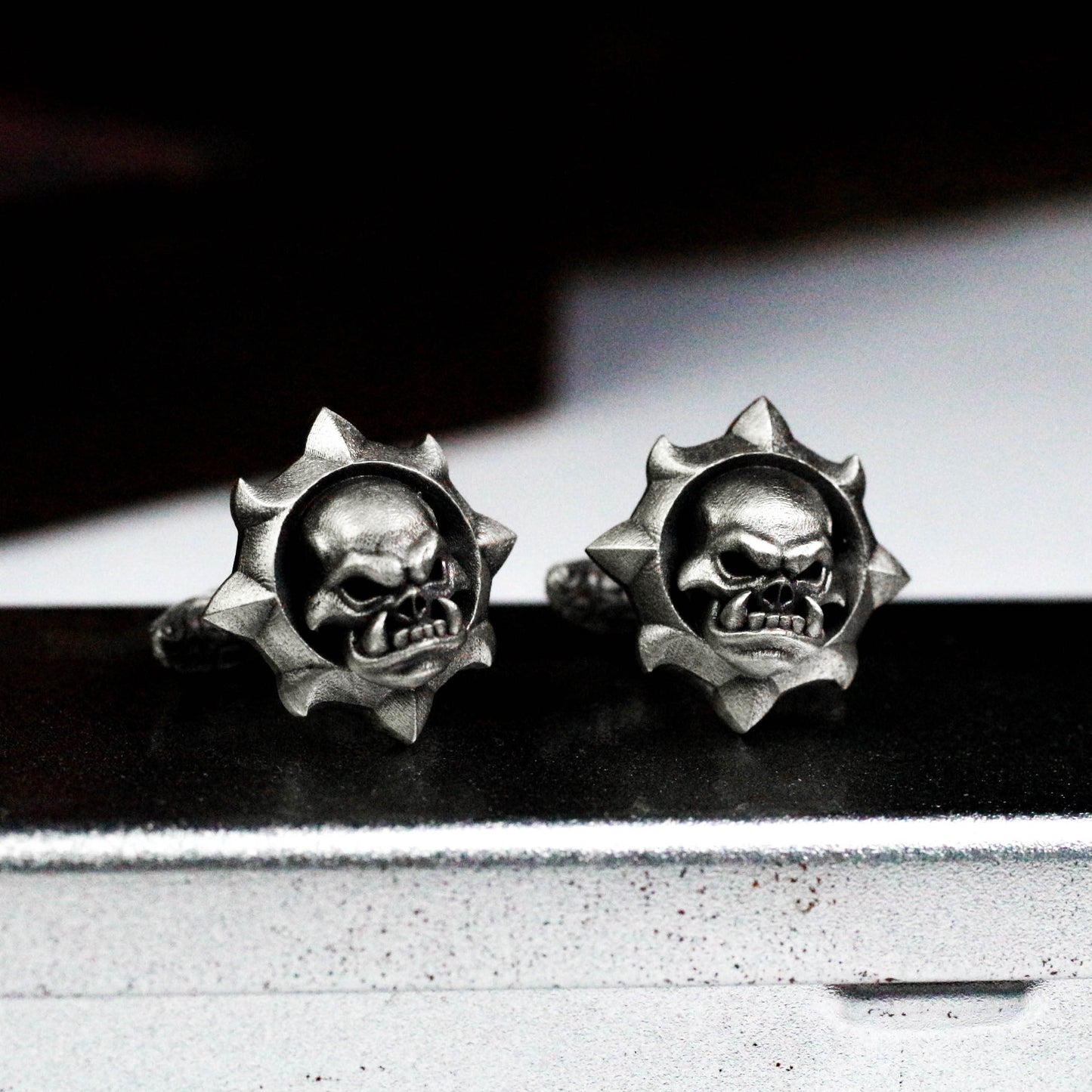 Orc Skull Emblem Cufflinks - 925 Silver Handmade