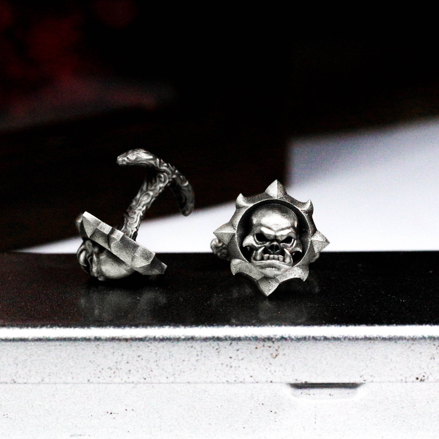 Orc Skull Emblem Cufflinks - 925 Silver Handmade