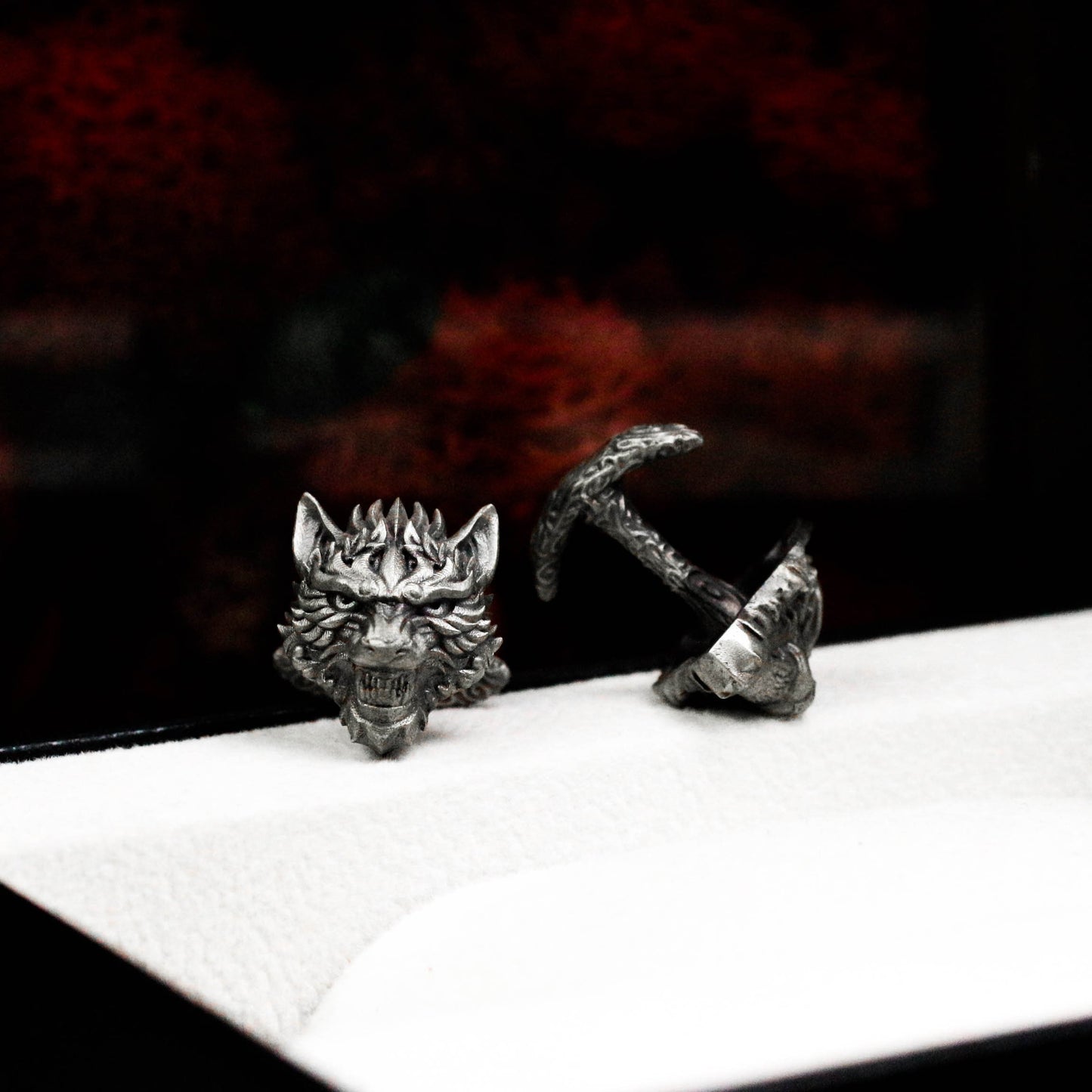 Wolf Head Cufflinks - 925 Silver Handmade
