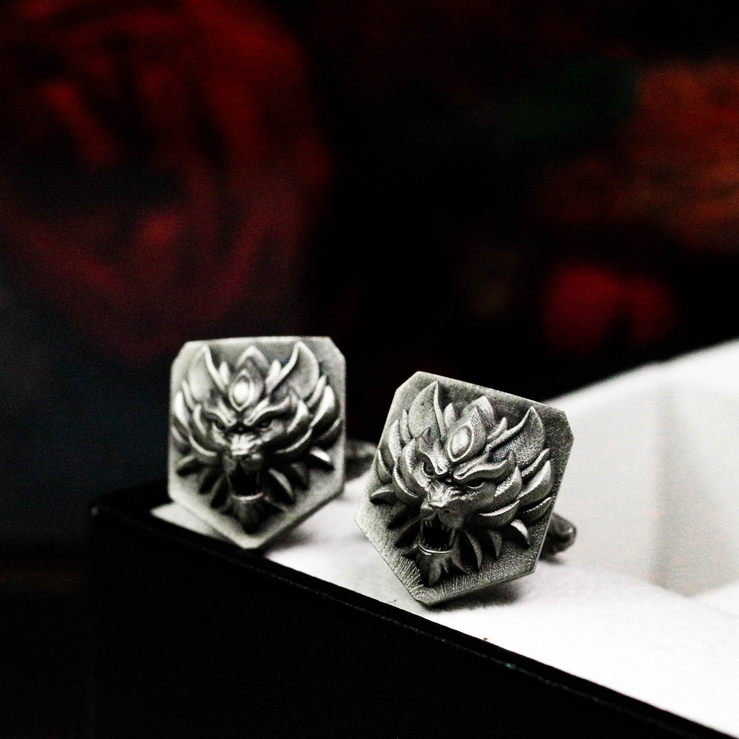 Wolf Leader Cufflinks - Animal Style - 925 Sterling Silver Handmade