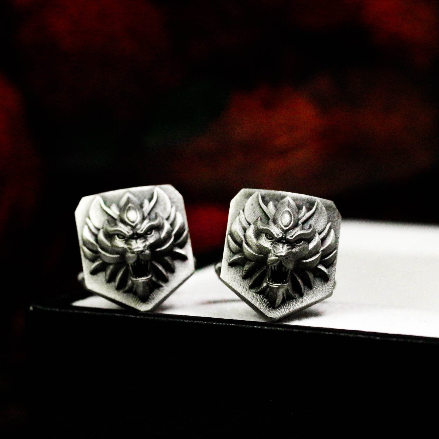 Wolf Leader Cufflinks - Animal Style - 925 Sterling Silver Handmade