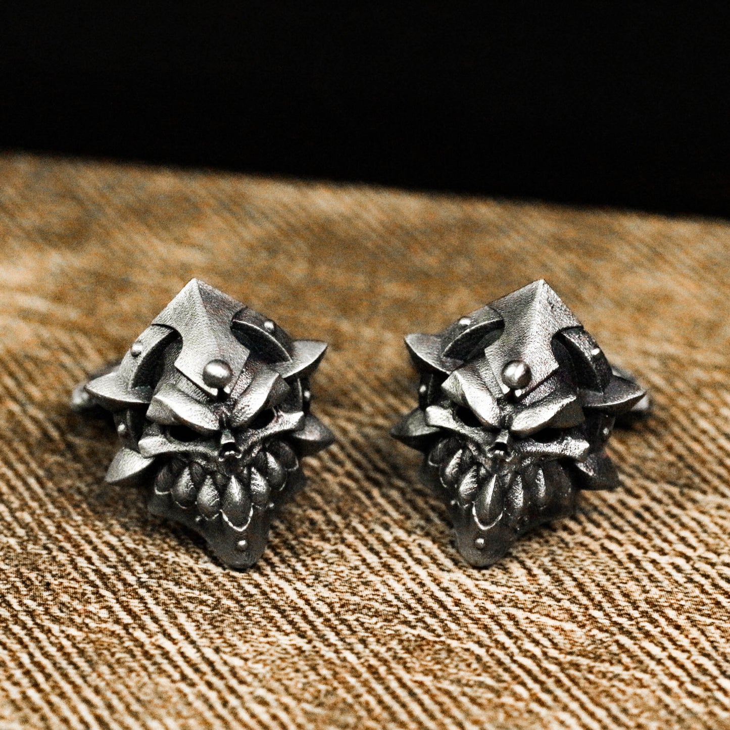 Orc Helmet Cufflinks - Handmade 925 Sterling Silver