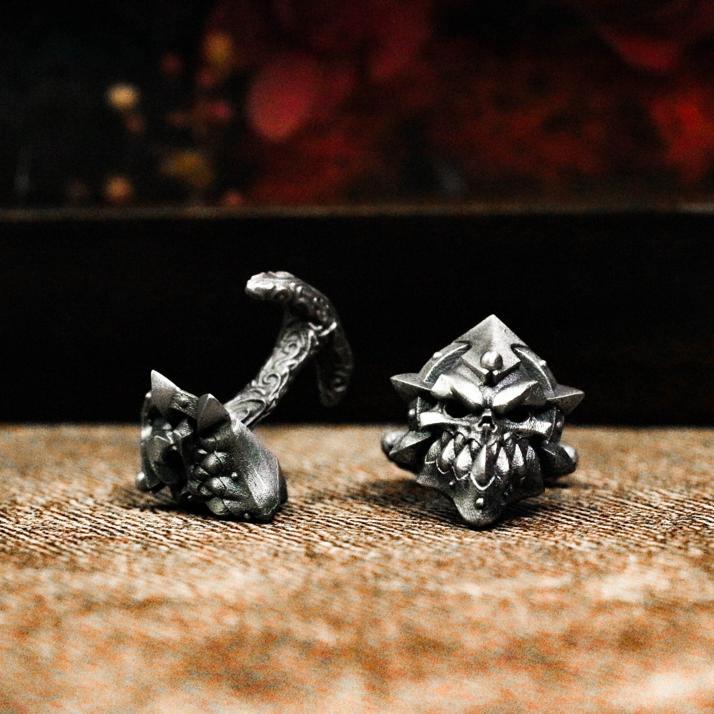 Orc Helmet Cufflinks - Handmade 925 Sterling Silver