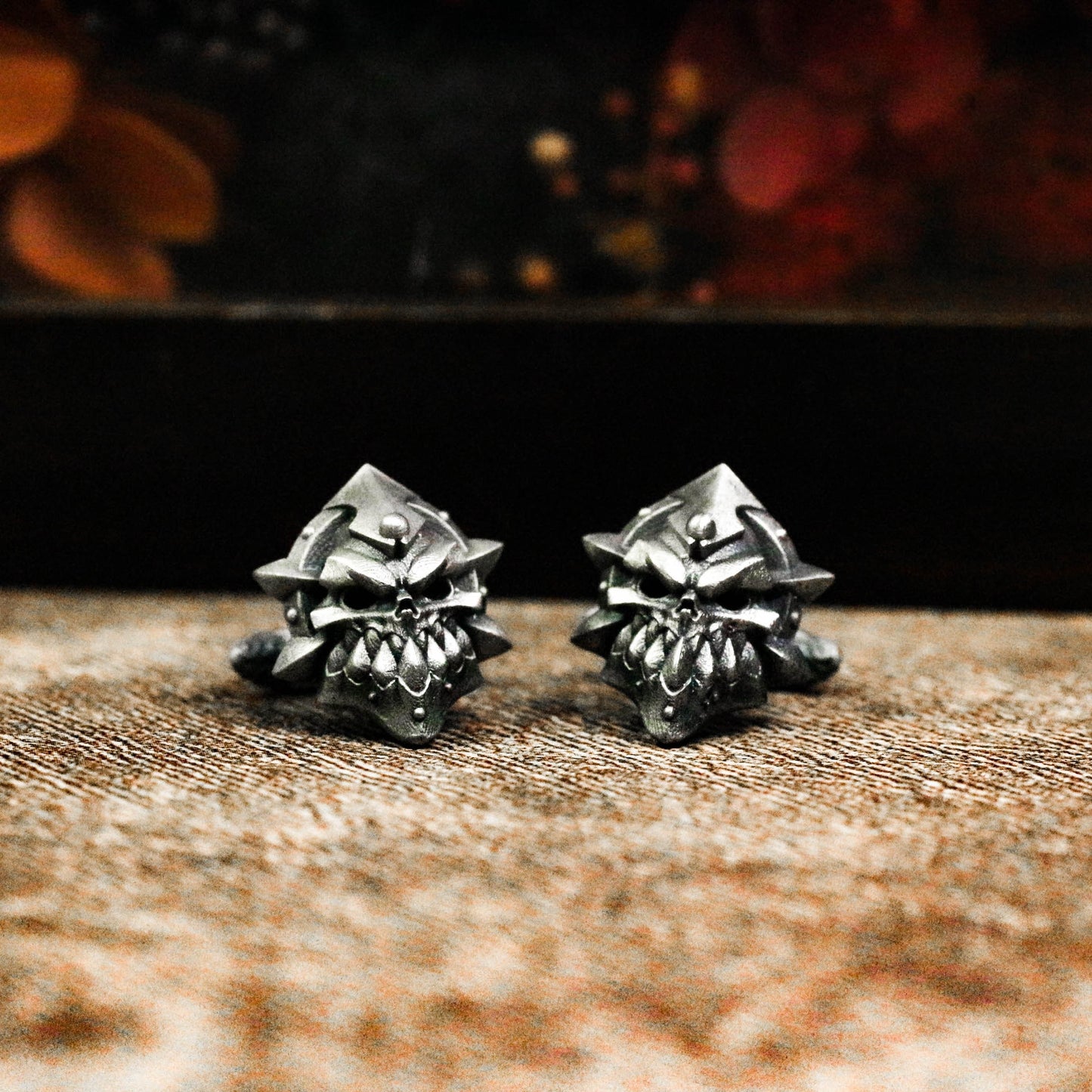 Orc Helmet Cufflinks - Handmade 925 Sterling Silver