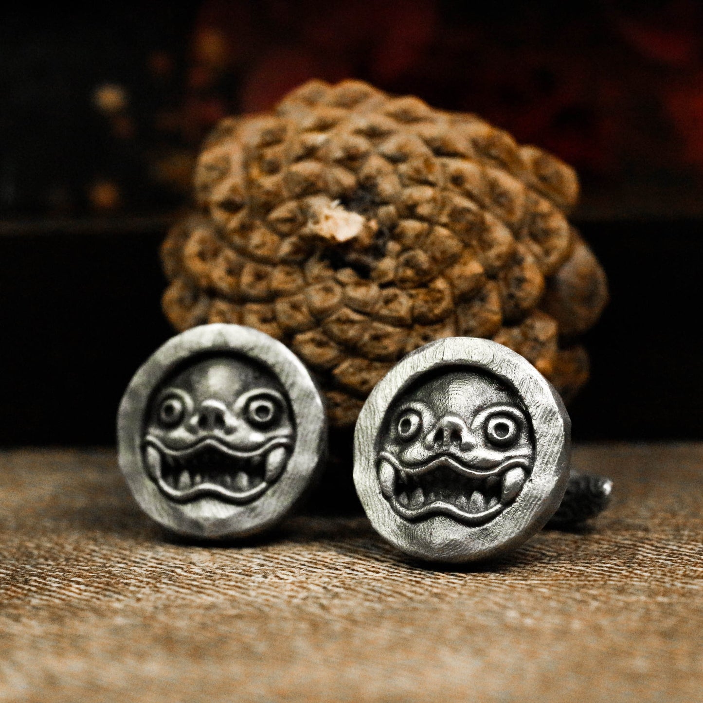 Elf Beast Cufflinks - Handmade 925 Silver Spirit Smiley Totem