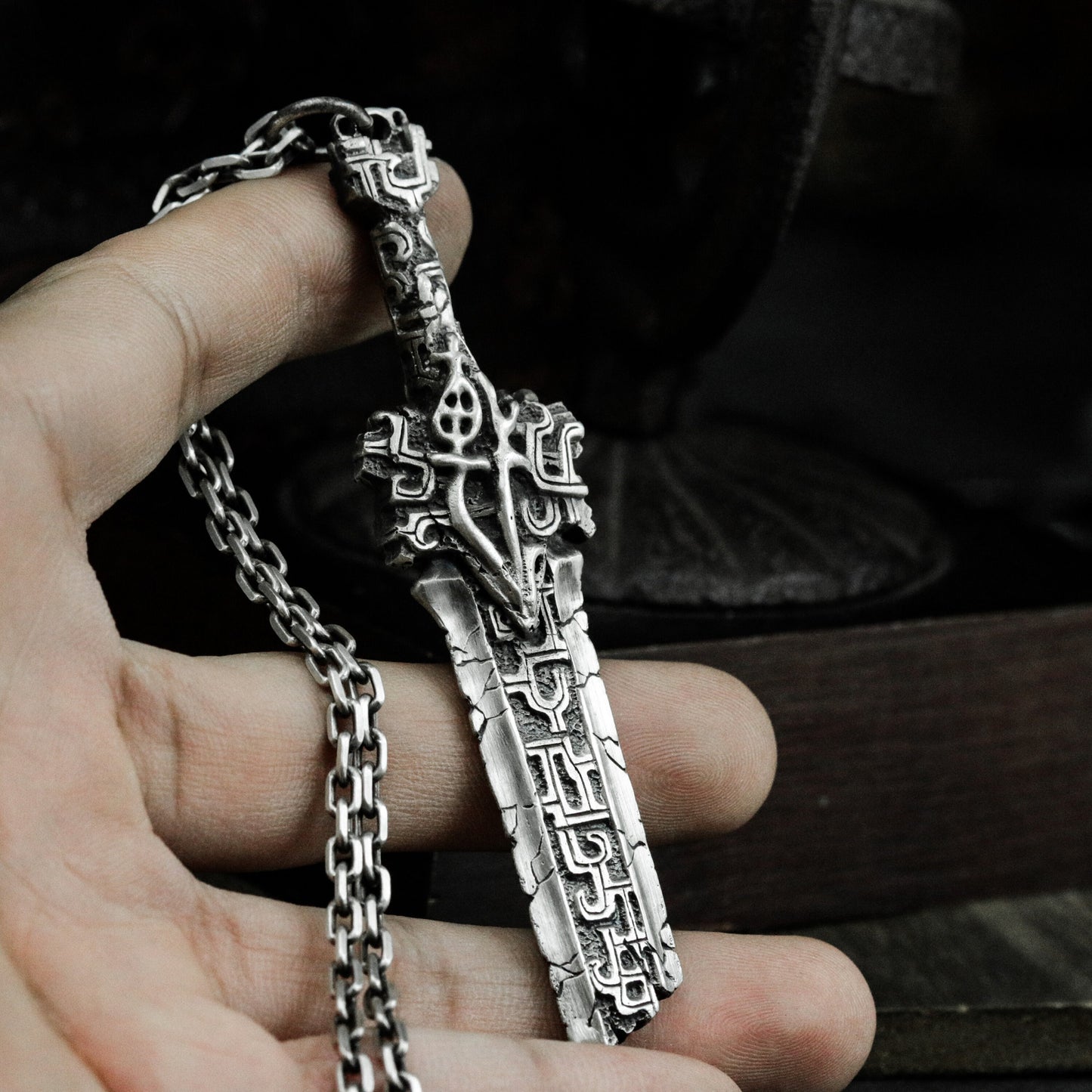Runic Sword Pendant - 925 Silver Handmade Warrior Relic
