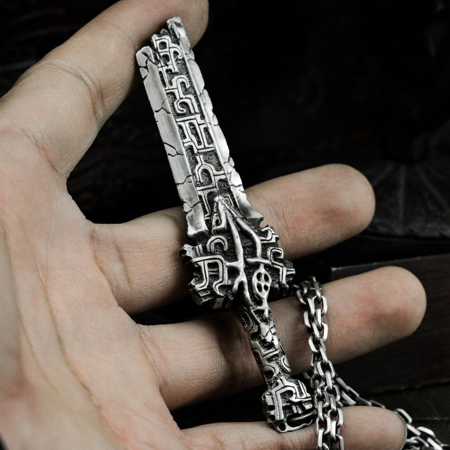 Runic Sword Pendant - 925 Silver Handmade Warrior Relic
