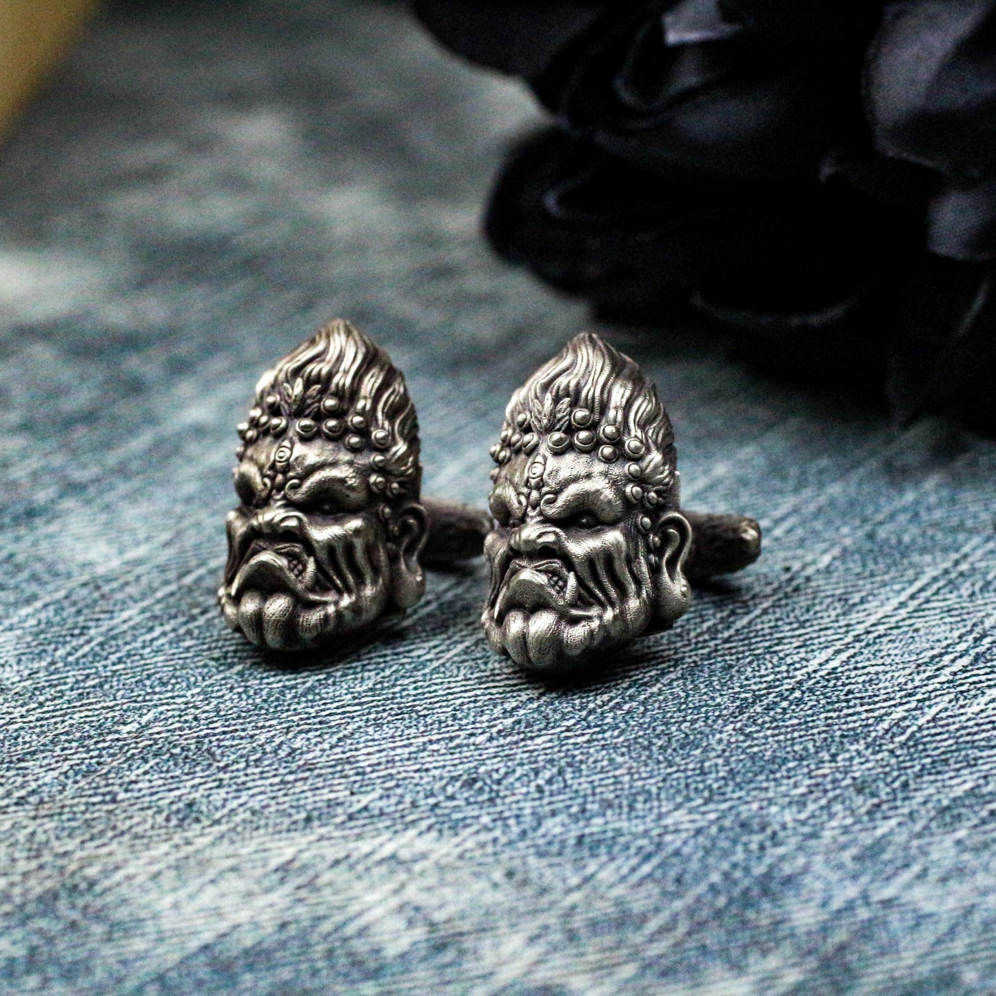 Fudo Buddha Cufflinks - Handmade 925 Sterling Silver