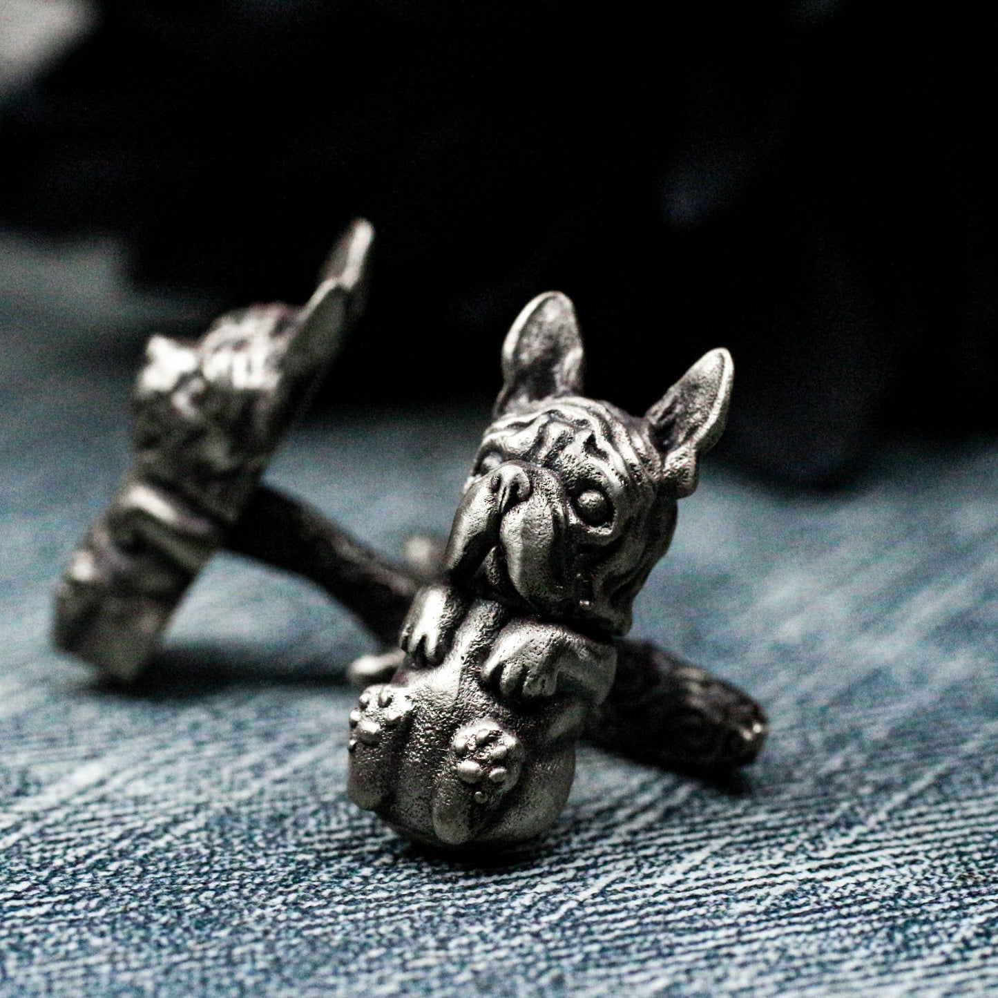 French Bulldog Cufflinks, 925 Silver Handmade