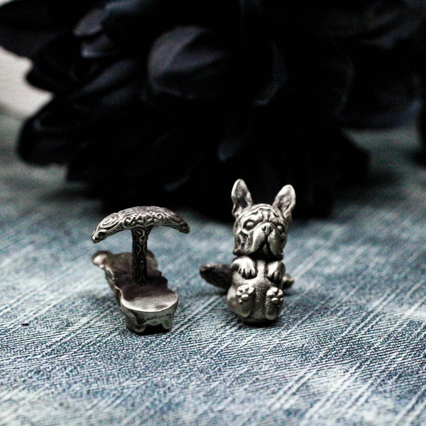 French Bulldog Cufflinks, 925 Silver Handmade