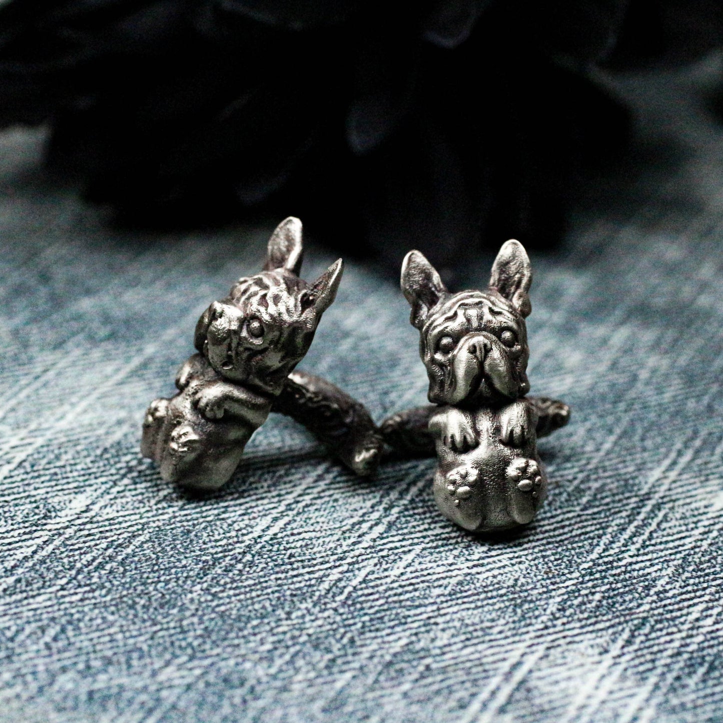 French Bulldog Cufflinks, 925 Silver Handmade