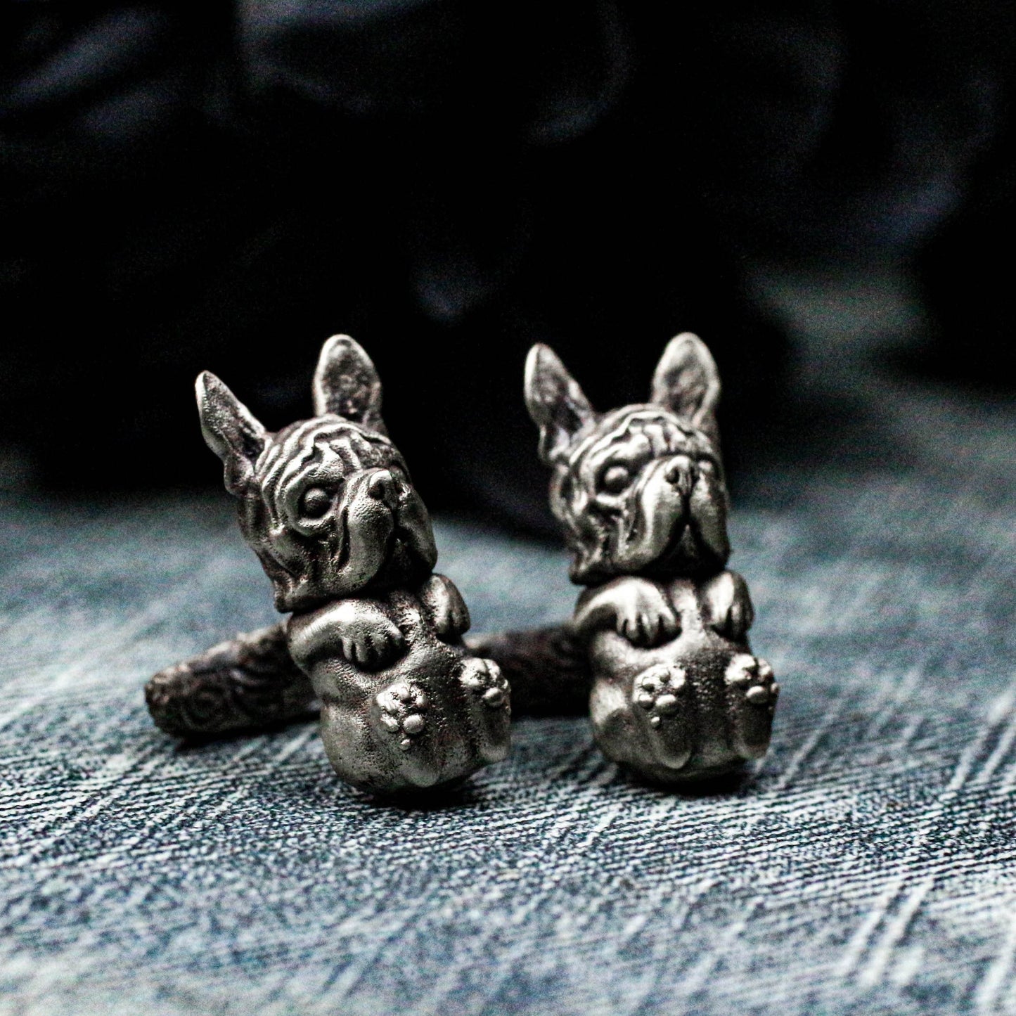 French Bulldog Cufflinks, 925 Silver Handmade