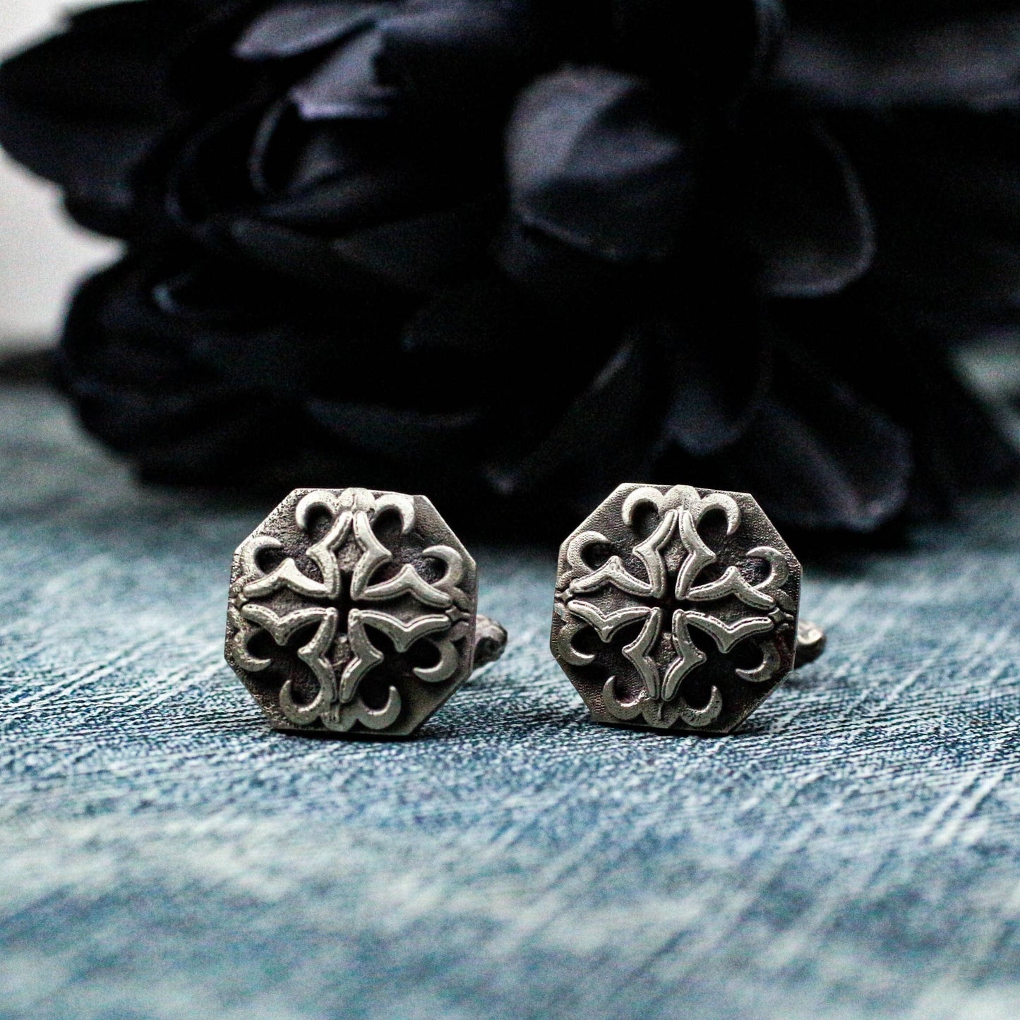 Polygonal Iris Cufflinks - 925 Sterling Silver Handmade