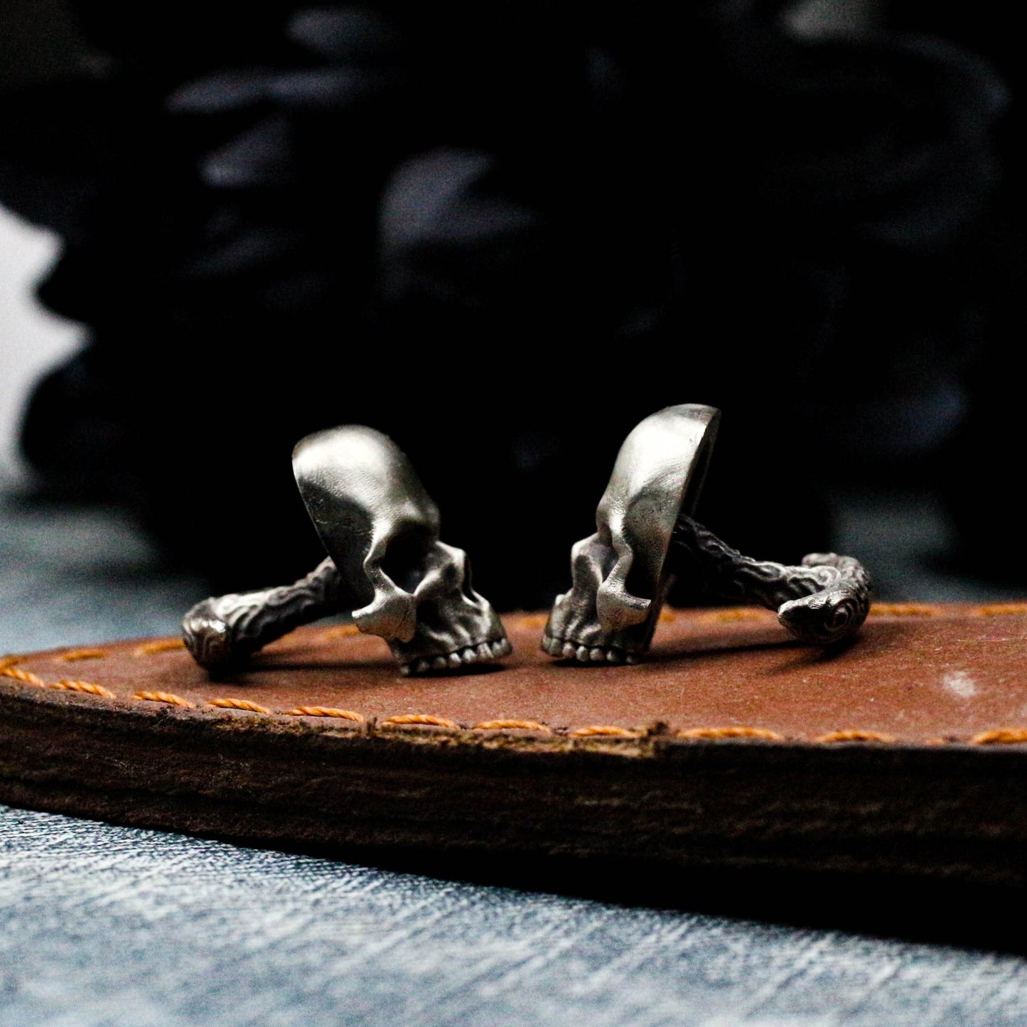 Human Skull Cufflinks - 925 Sterling Silver Handmade