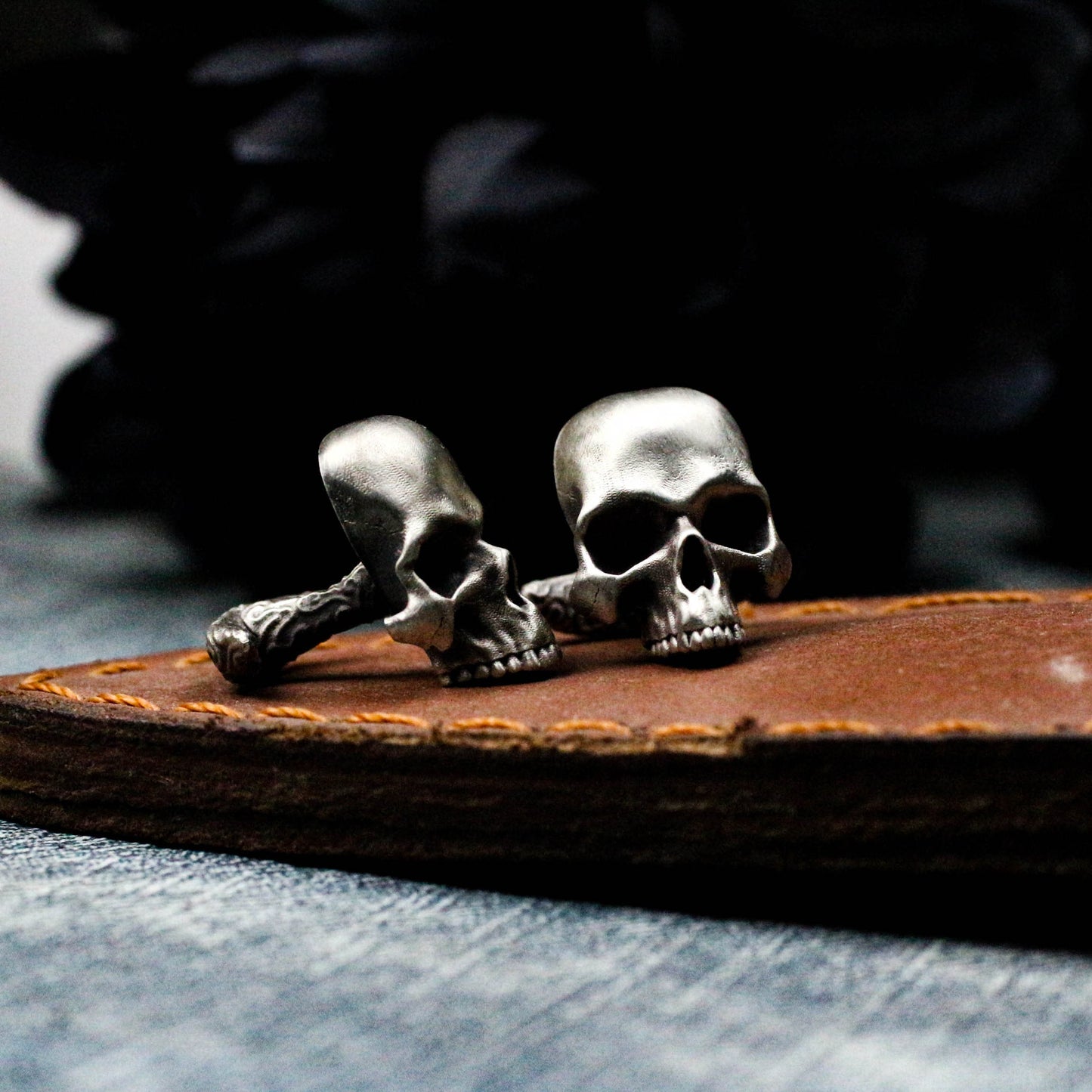 Human Skull Cufflinks - 925 Sterling Silver Handmade