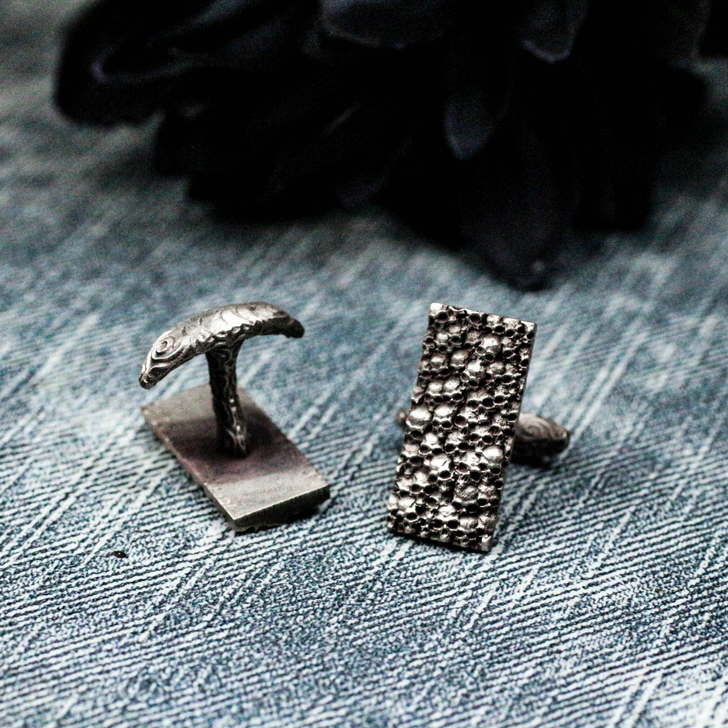 Small Skull Bone Cufflinks - 925 Sterling Silver Handmade