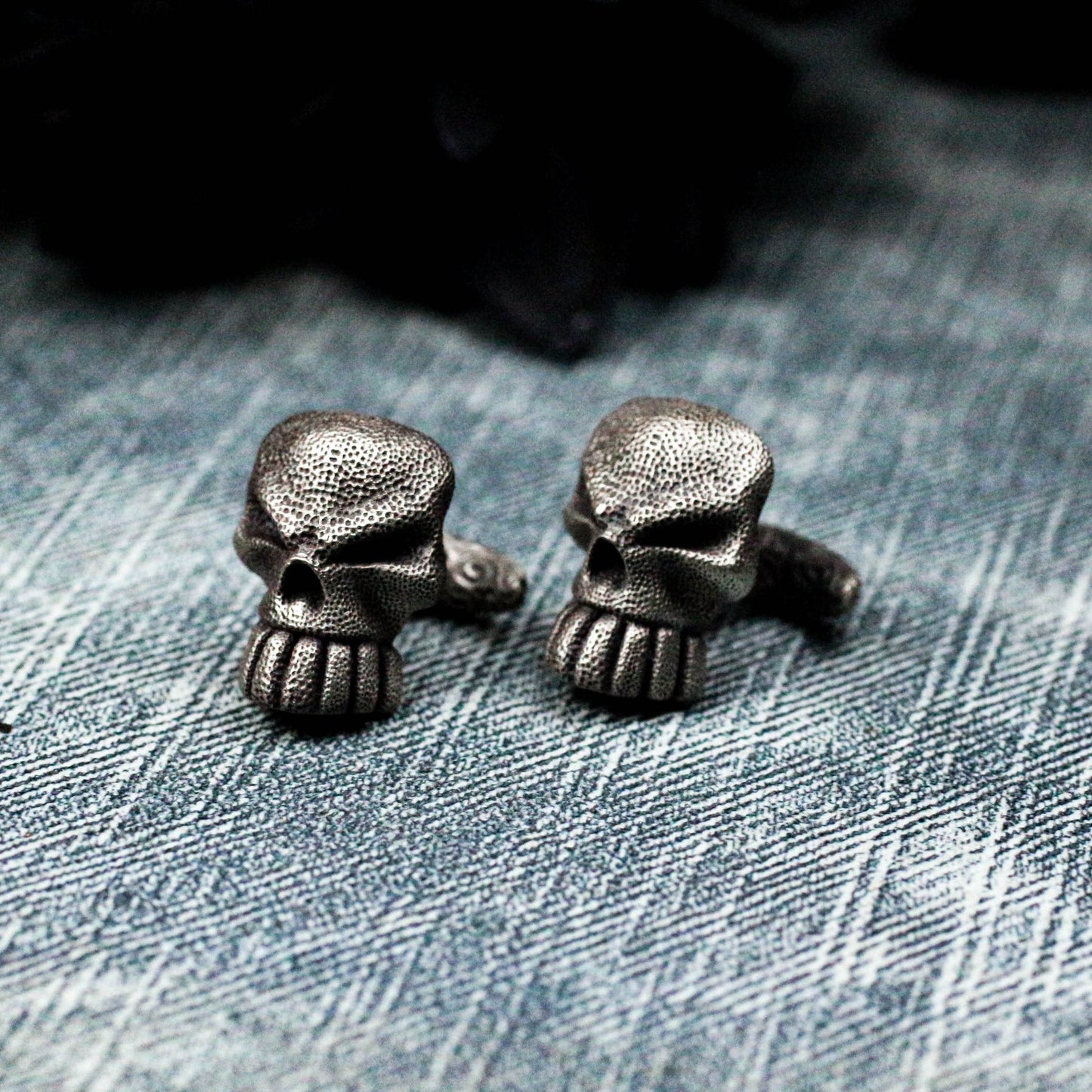 Giant Spirit Skull Cufflinks, Fierce Design - 925 Sterling Silver Handmade