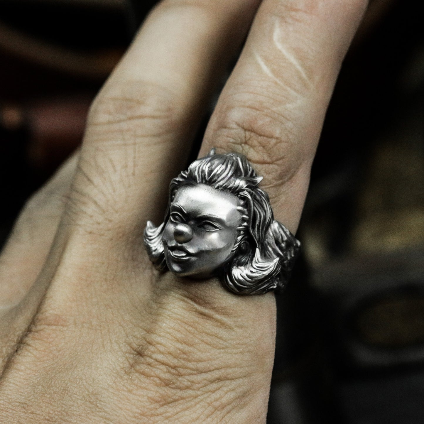 Joker Girl Ring ¨C Handmade 925 Silver Clown Band