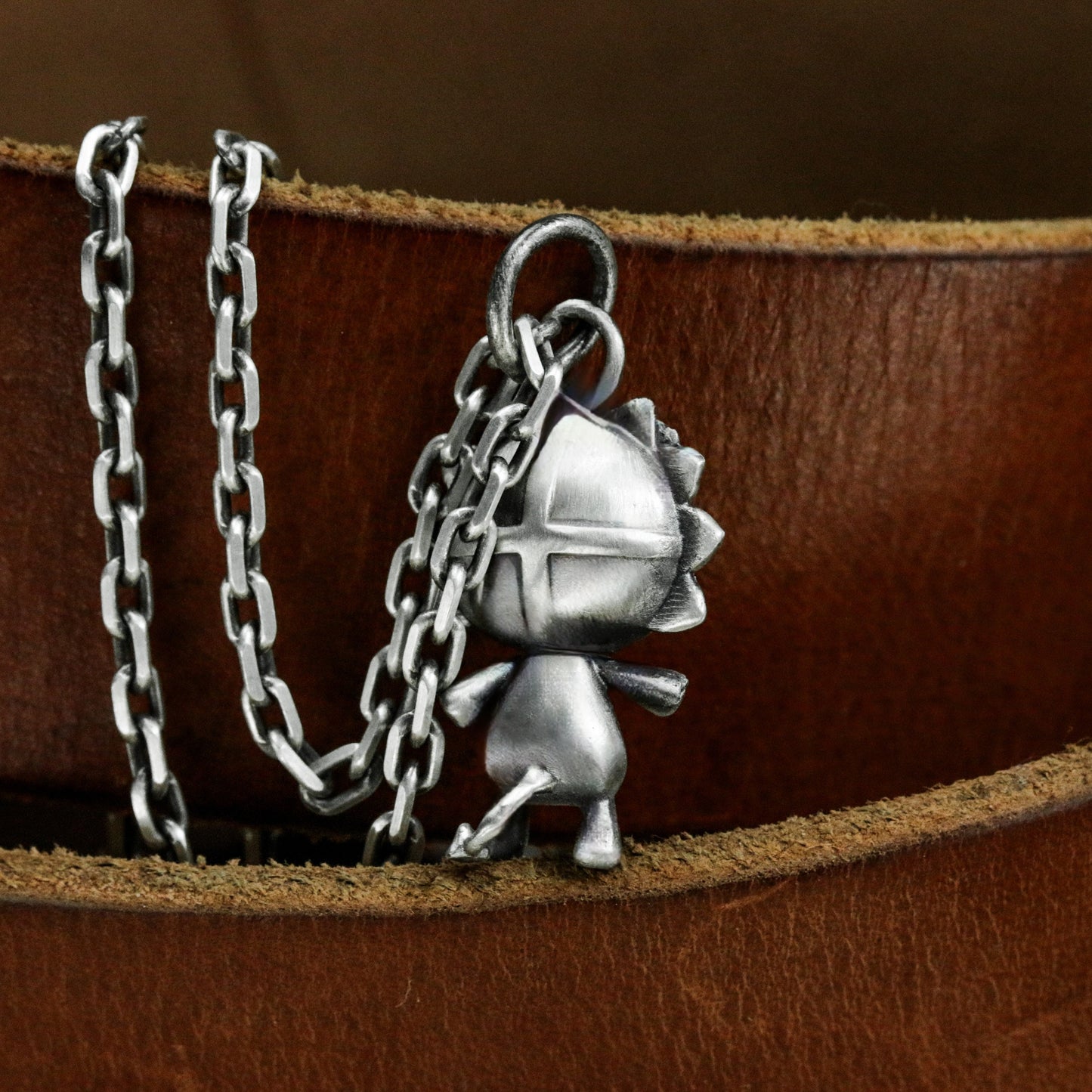 Sunflower Boy Pendant - 925 Silver Handmade Whimsical Totem