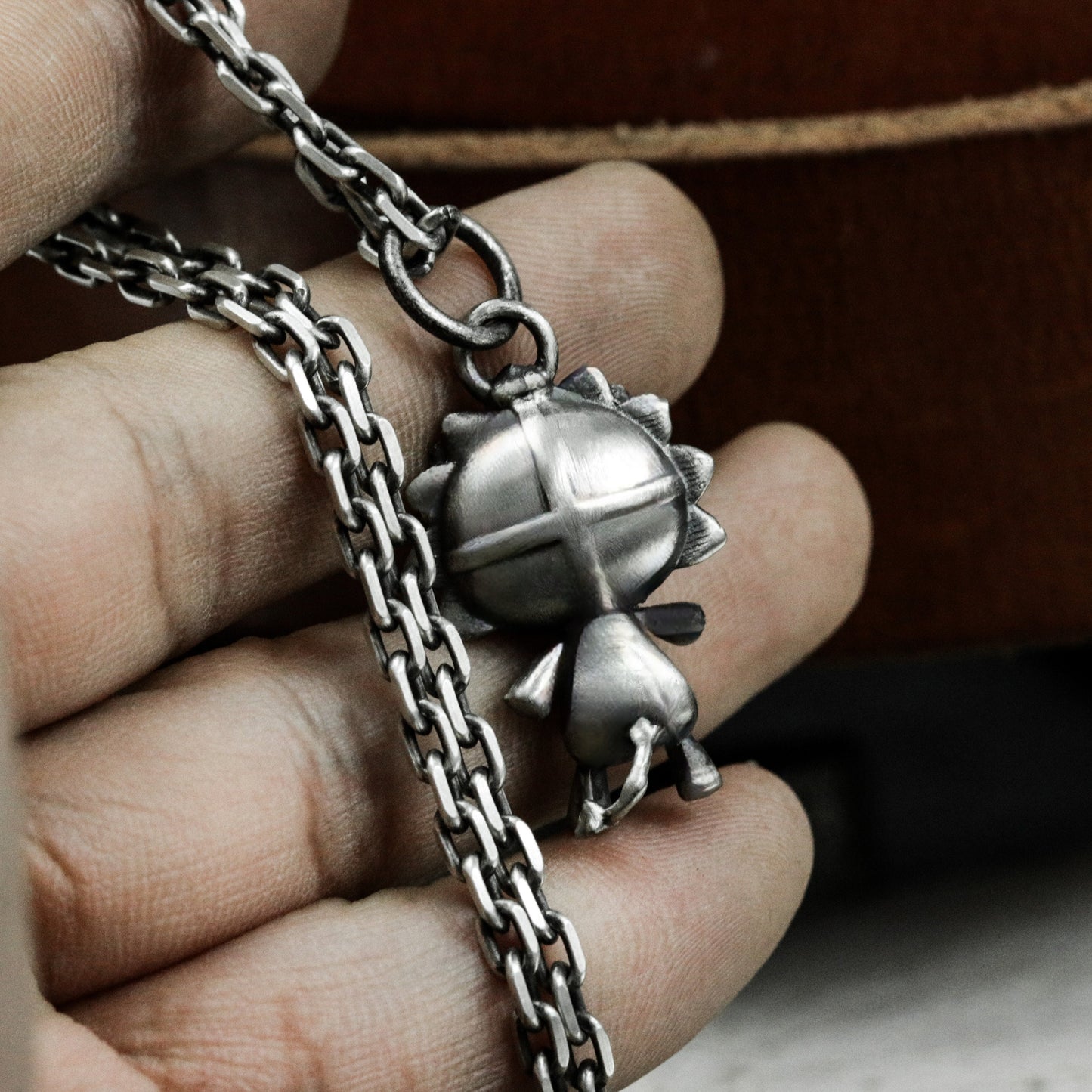 Sunflower Boy Pendant - 925 Silver Handmade Whimsical Totem