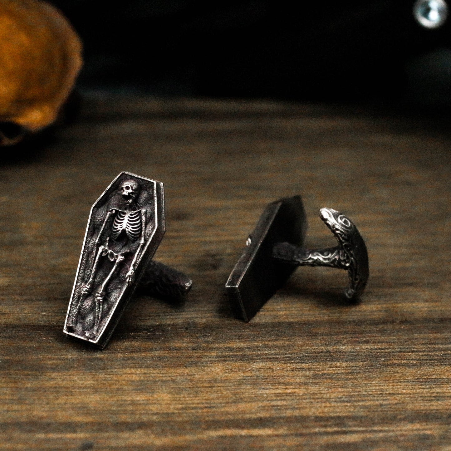 Skeleton in the Coffin Cufflinks - 925 Sterling Silver Handmade