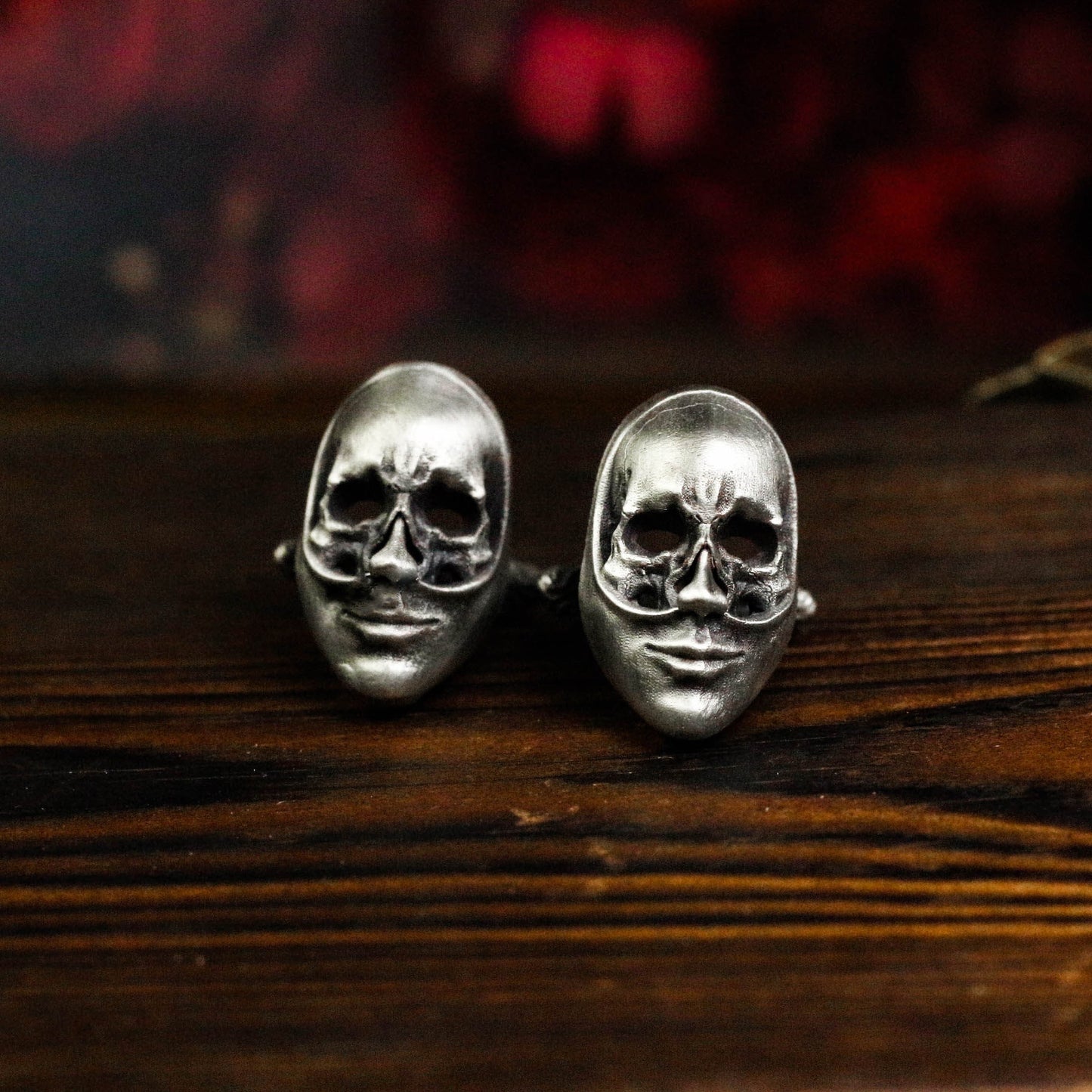 Skeleton Mask Cufflinks - 925 Silver Handmade