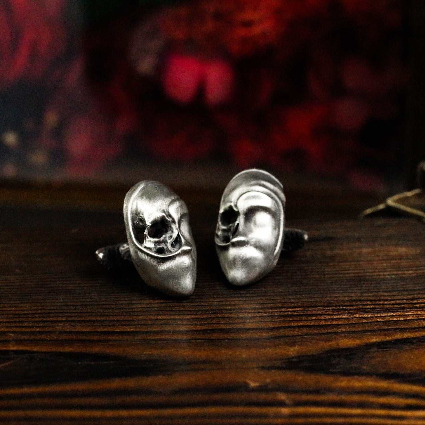 Skeleton Mask Cufflinks, 925 Silver Handmade