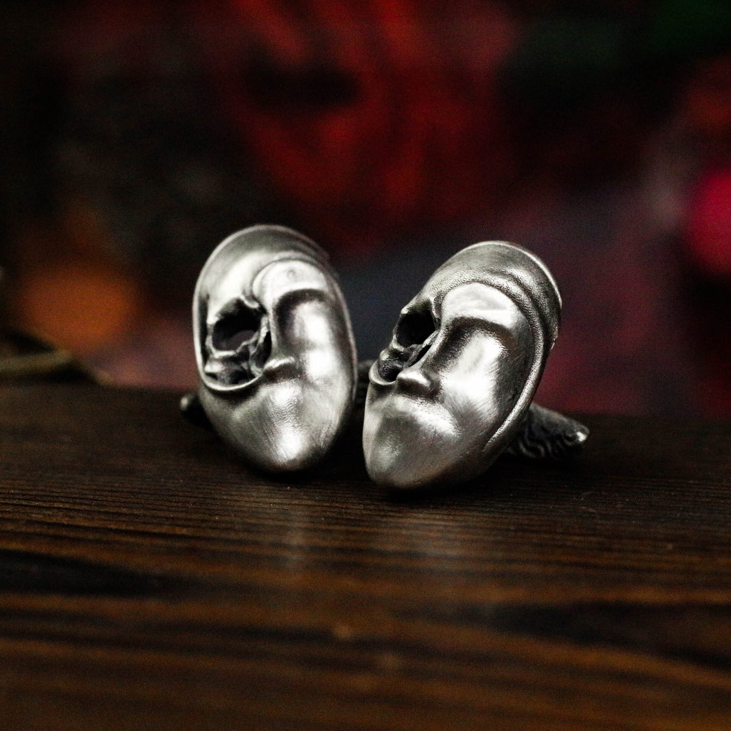 Skeleton Mask Cufflinks, 925 Silver Handmade