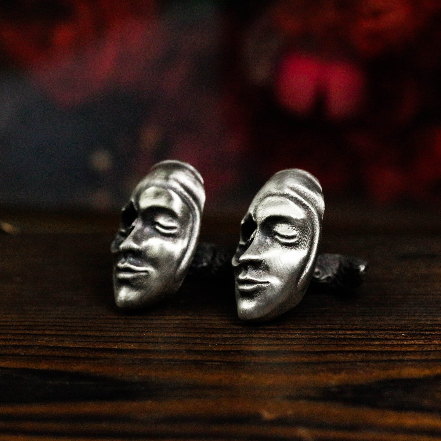 Skull Face Cufflinks, Masquerade Masks - 925 Sterling Silver Handmade