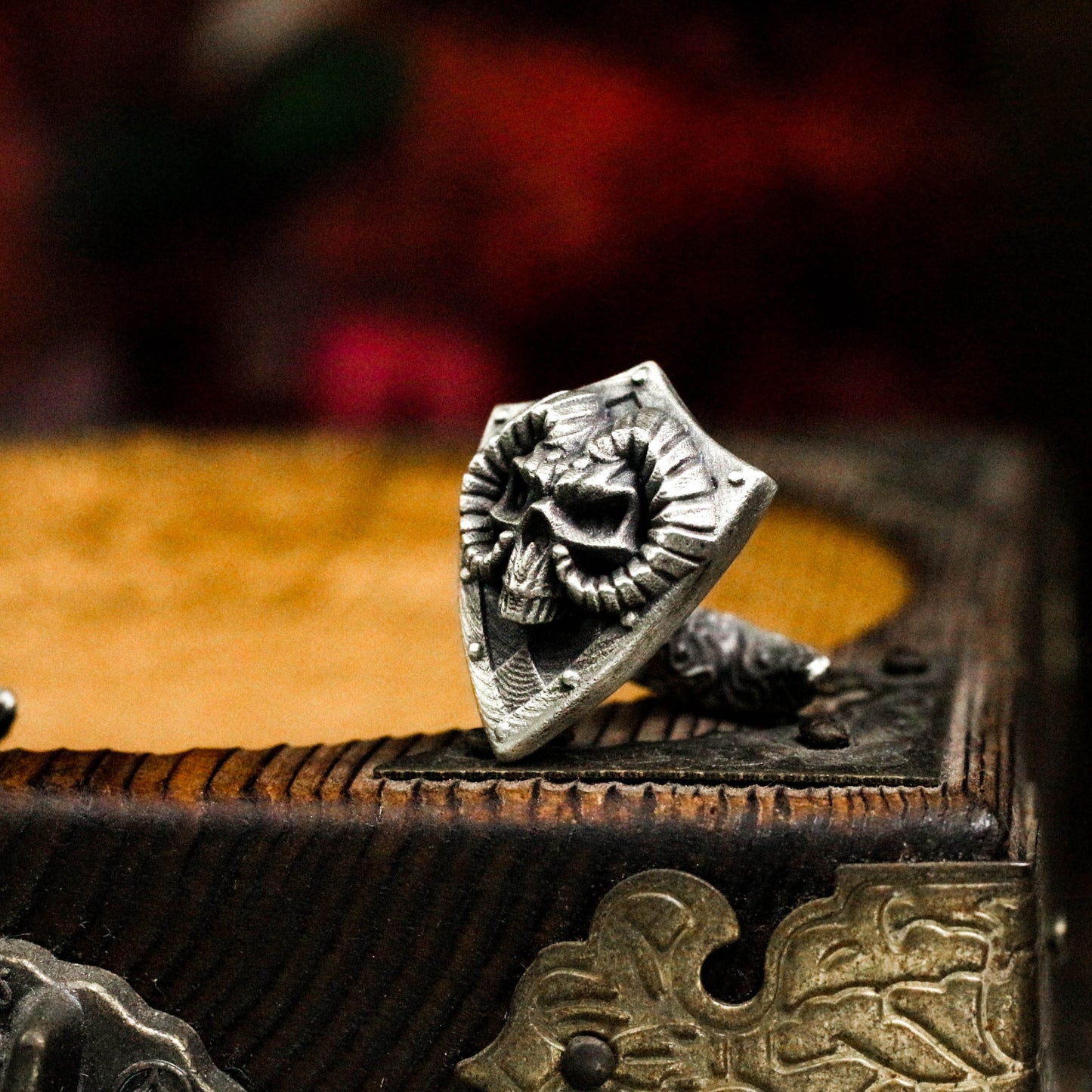 Ram's Head Shield Cufflinks, 925 Silver Handmade