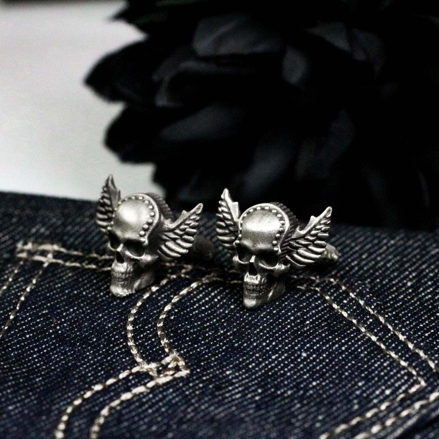 War God Skull Cufflinks, Norse Mythology - 925 Sterling Silver Handmade