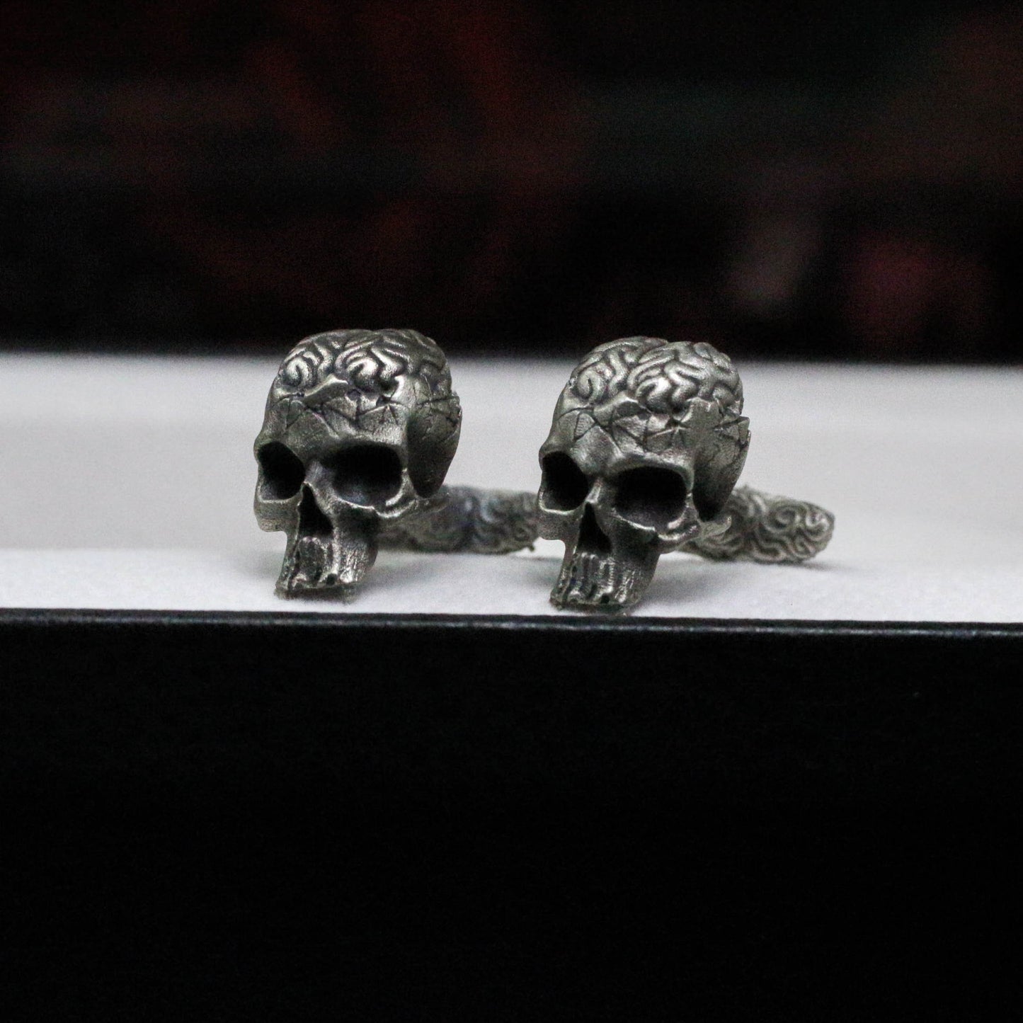 Brain Skull Cufflinks - 925 Silver Handmade
