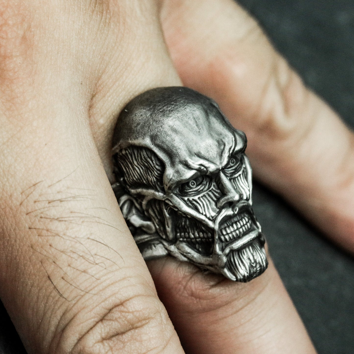 Terror Mask Ring ¨C Handmade 925 Silver Fear Warden Band