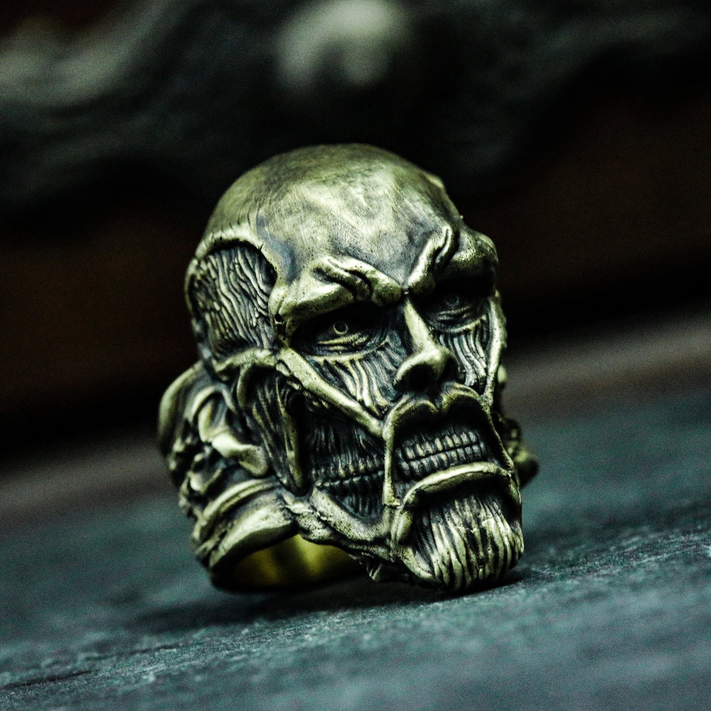 Terror Mask Ring ¨C Handmade 925 Silver Fear Warden Band