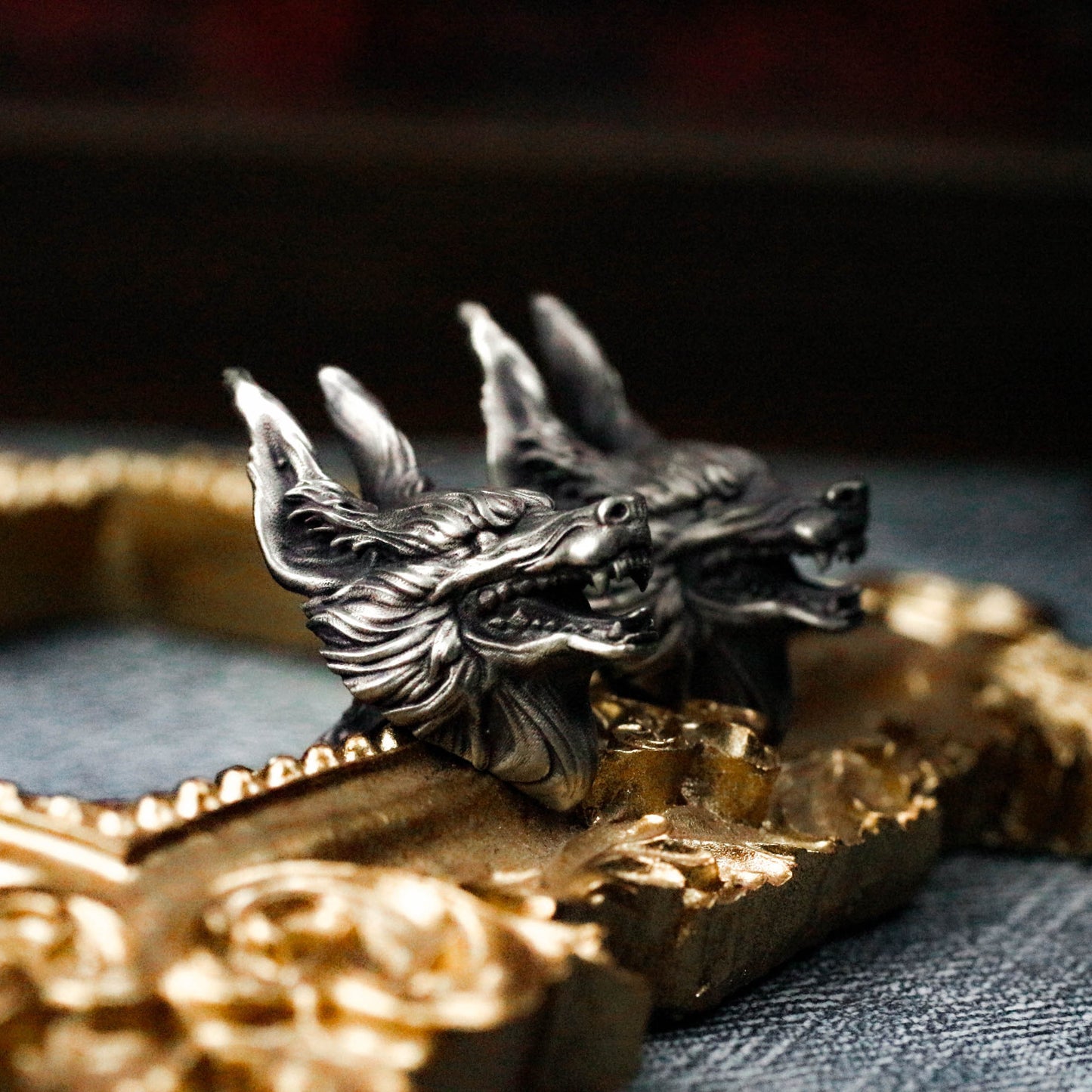 Wolf Cuff Links, Leader Wolf Face - 925 Sterling Silver Handmade