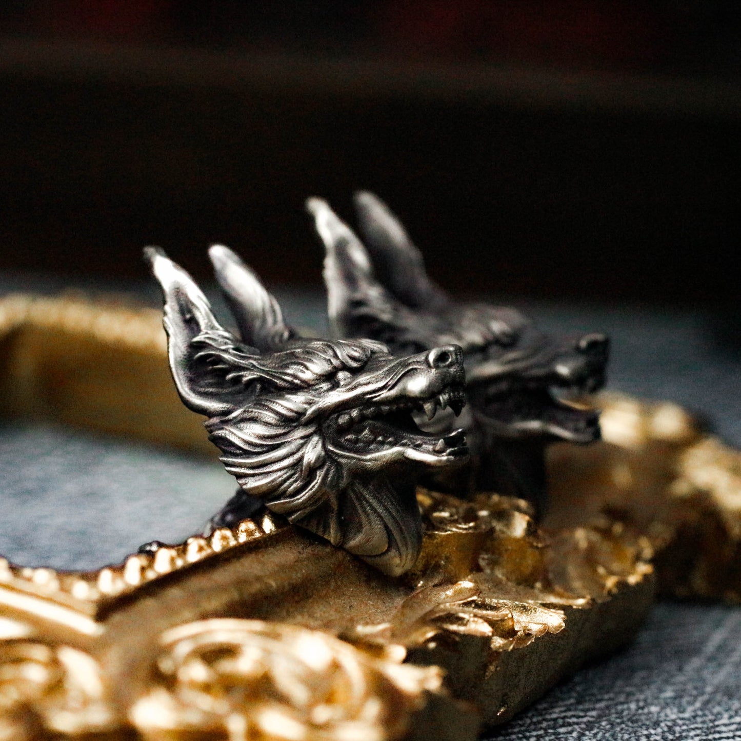 Wolf Cuff Links, Leader Wolf Face - 925 Sterling Silver Handmade