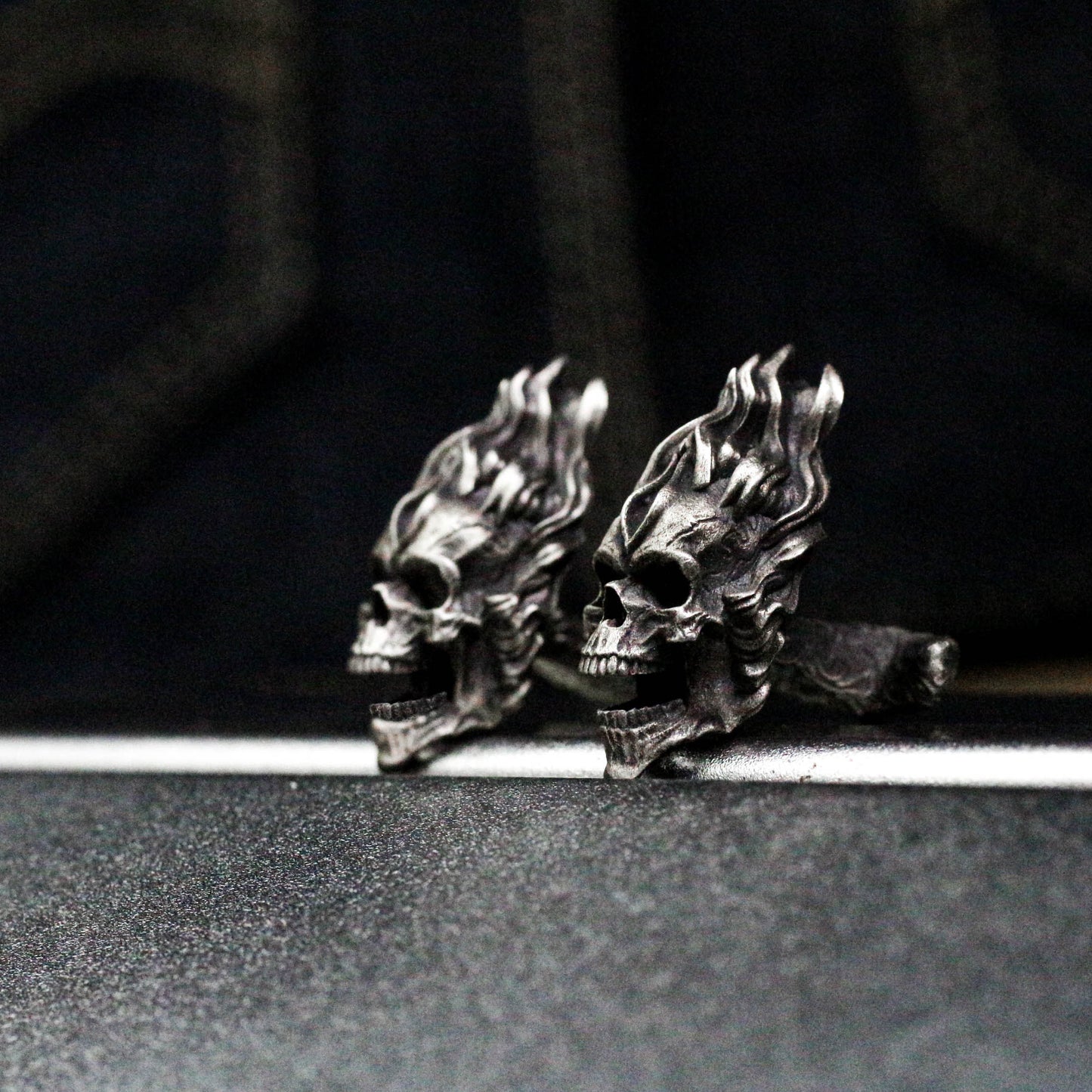 Angry Skull Cufflinks - 925 Sterling Silver Handmade