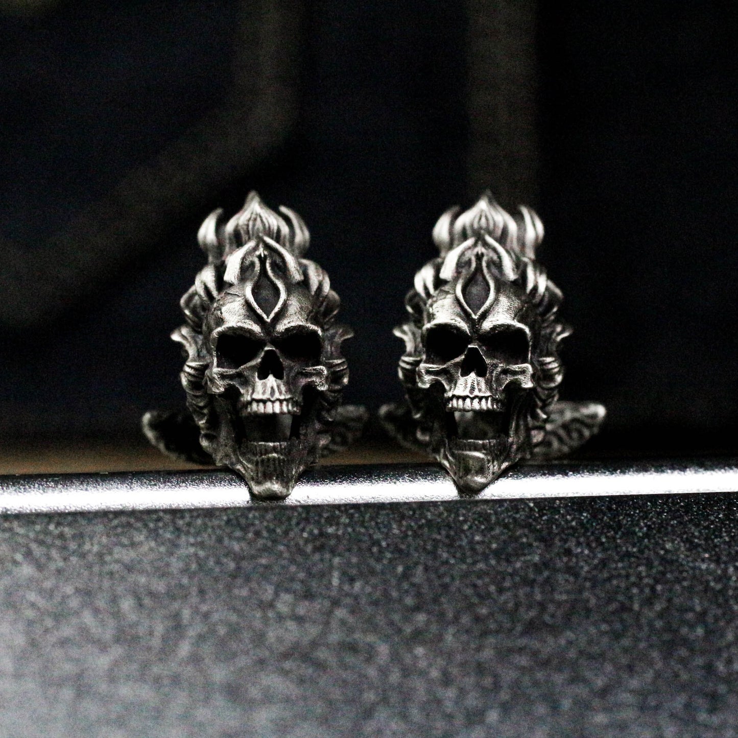 Angry Skull Cufflinks - 925 Sterling Silver Handmade