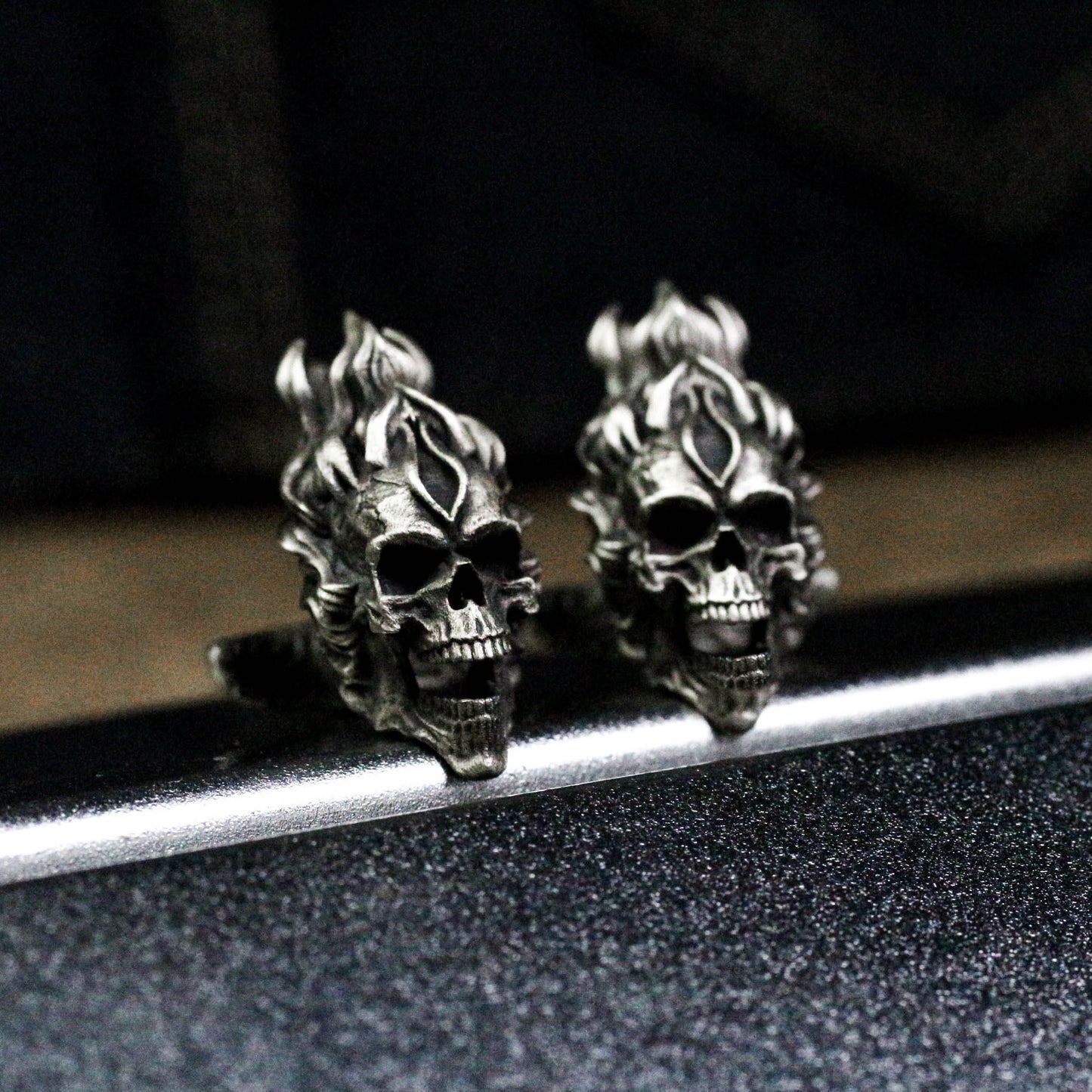 Angry Skull Cufflinks - 925 Sterling Silver Handmade