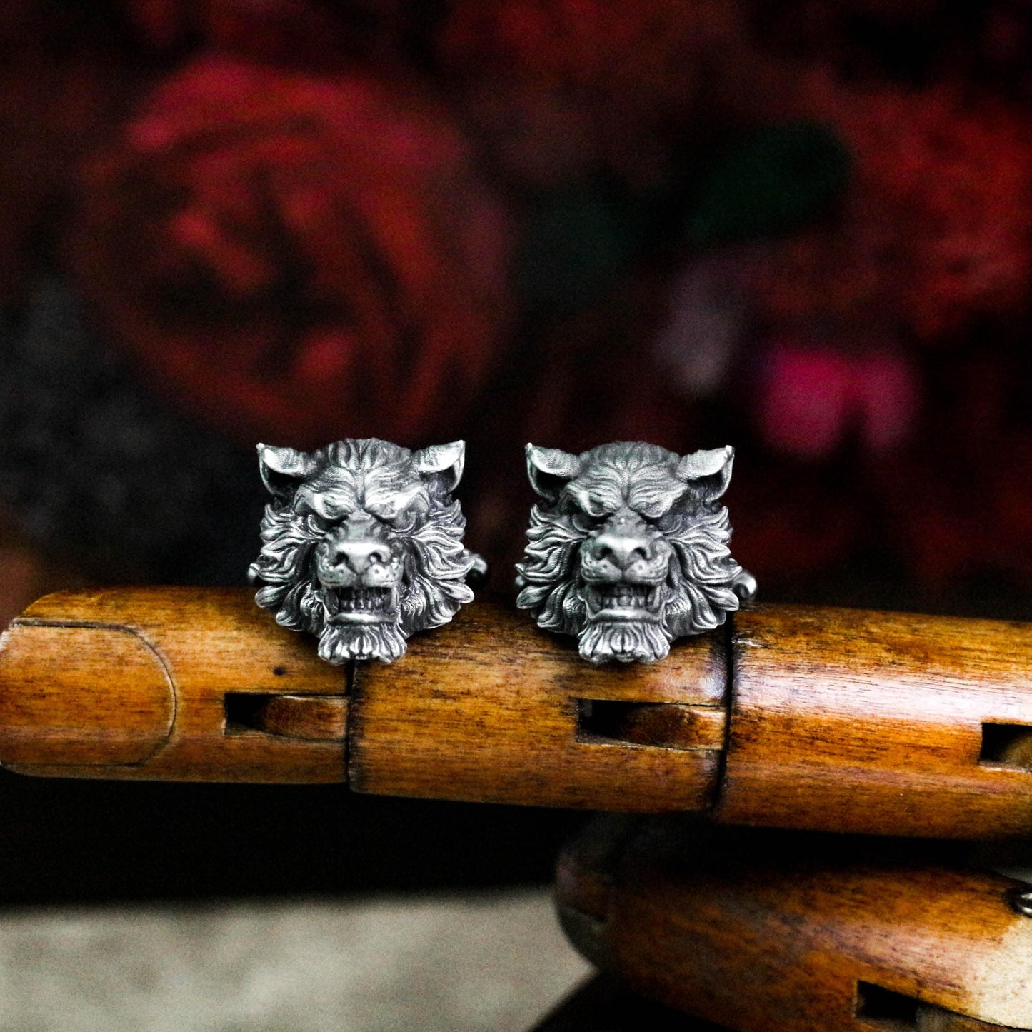 Angry Tiger Cufflinks, 925 Silver Handmade
